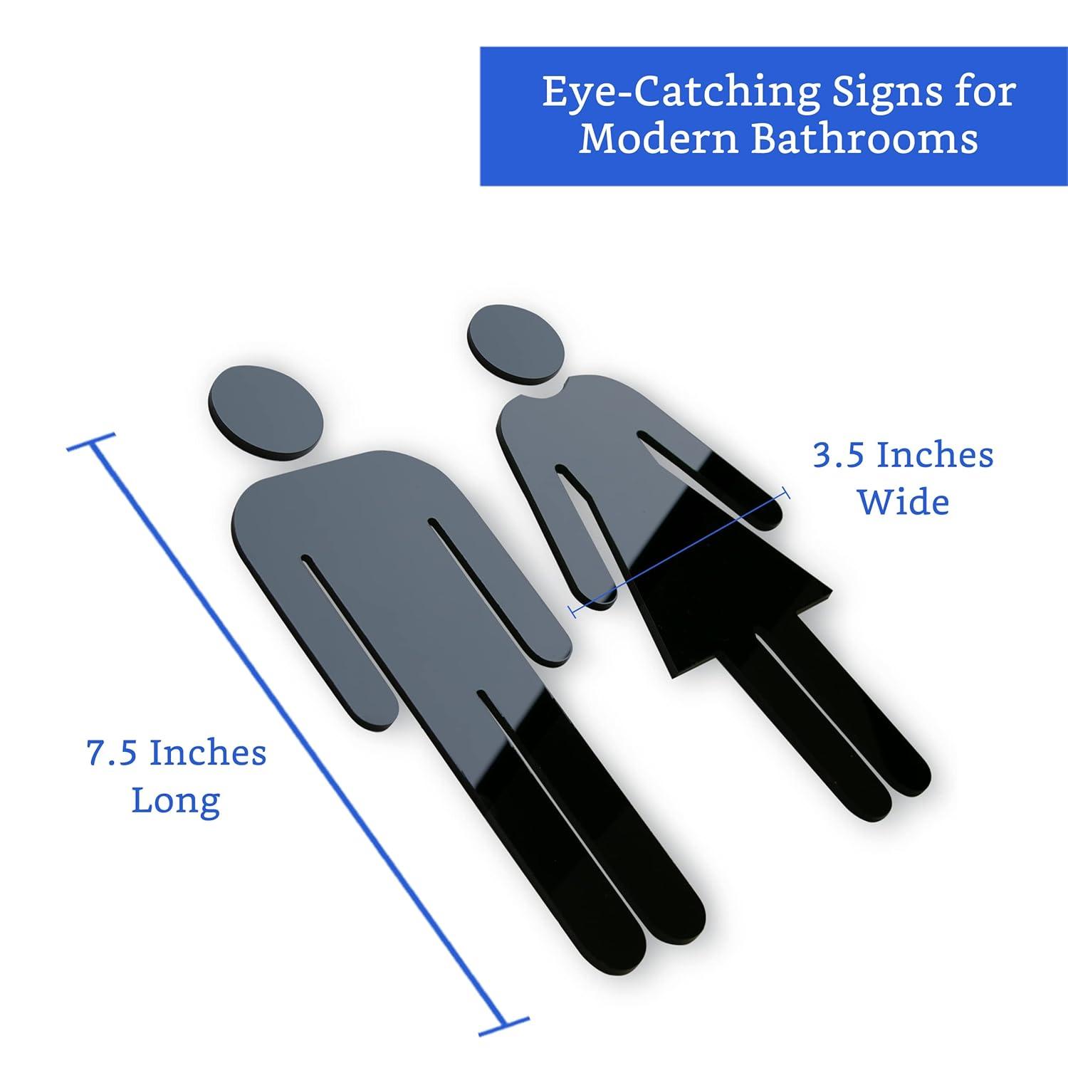 Uxcell Bathroom Sign, Acrylic Restroom Men's and Women's Gender Sign, Black 1 Set