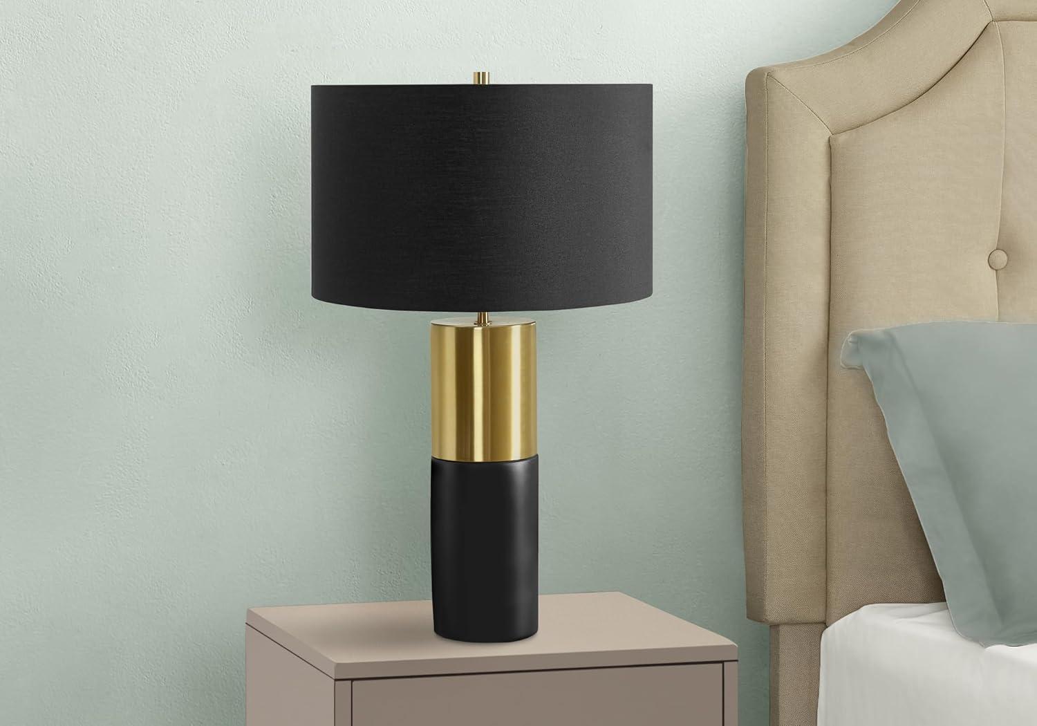 Monarch Specialties Lighting 25inchH Table Lamp Black Concrete Black Shade Contemporary