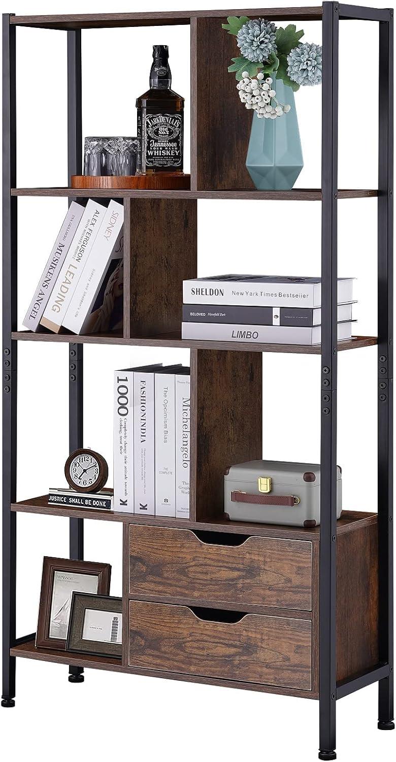 17 Stories Bookcase, 4-Tier Bookshelf With 2 Drawers,Book Shelves Display Shelf For Living Room, Bedroom, Home Office