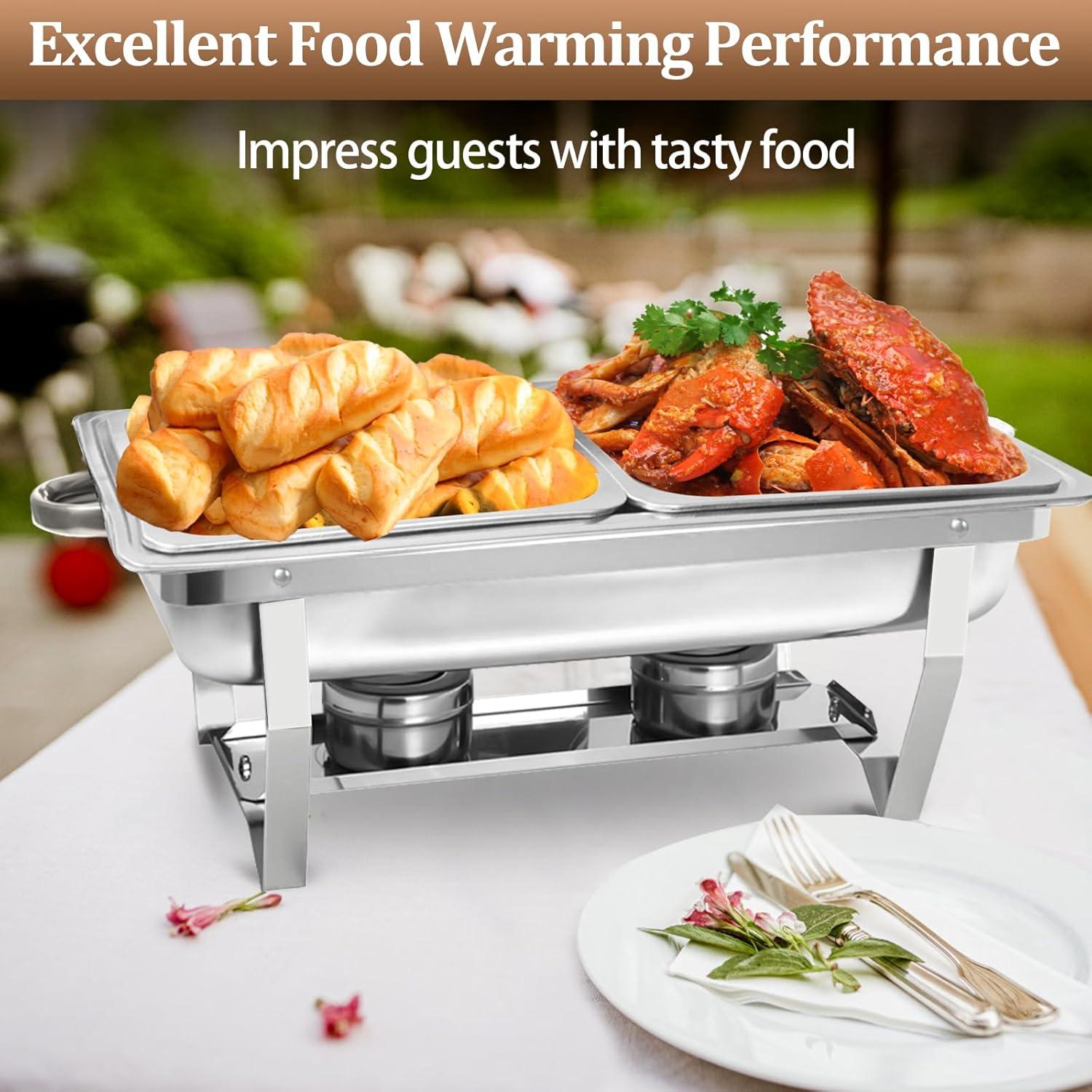 The Party Aisle™ Chafing Dishes For Buffet 4 Pack, 8 Qt Stainless Steel Chafers And Buffet Warmers Sets With Lid, Rectangle Serving Food Warmer Catering Supplies Buffet Display For Parties