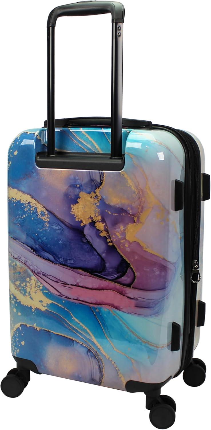 Homestock Elegant Escape Wave Marble 3-Piece Expandable Spinner Luggage Set - Polycarbonate Shell, 2-Inch Expandable, 8 Spinner Wheels, 3-Digit Combination Lock, Fully Lined Interior