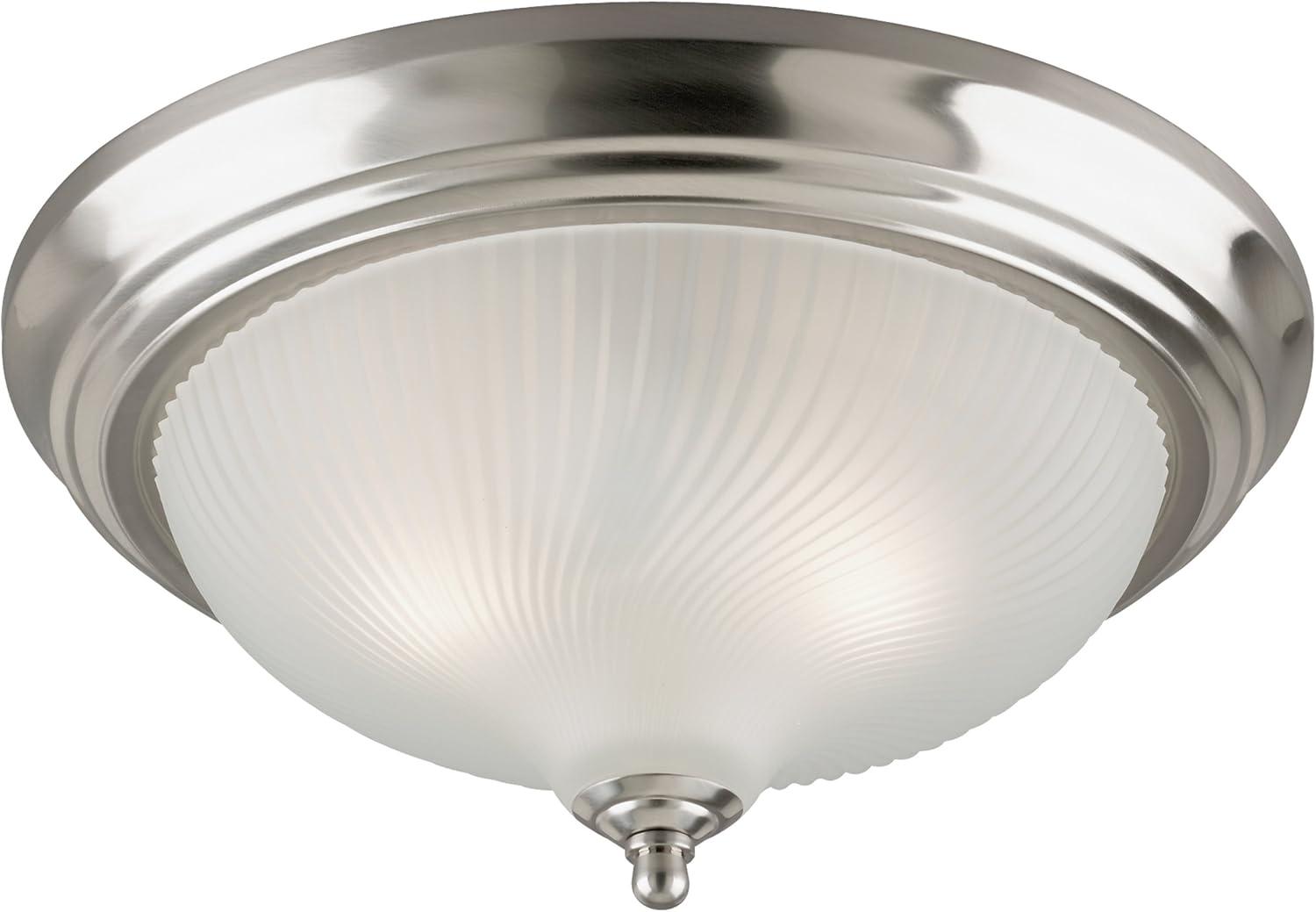 13" Brushed Nickel and Frosted Glass Flush Mount Ceiling Light