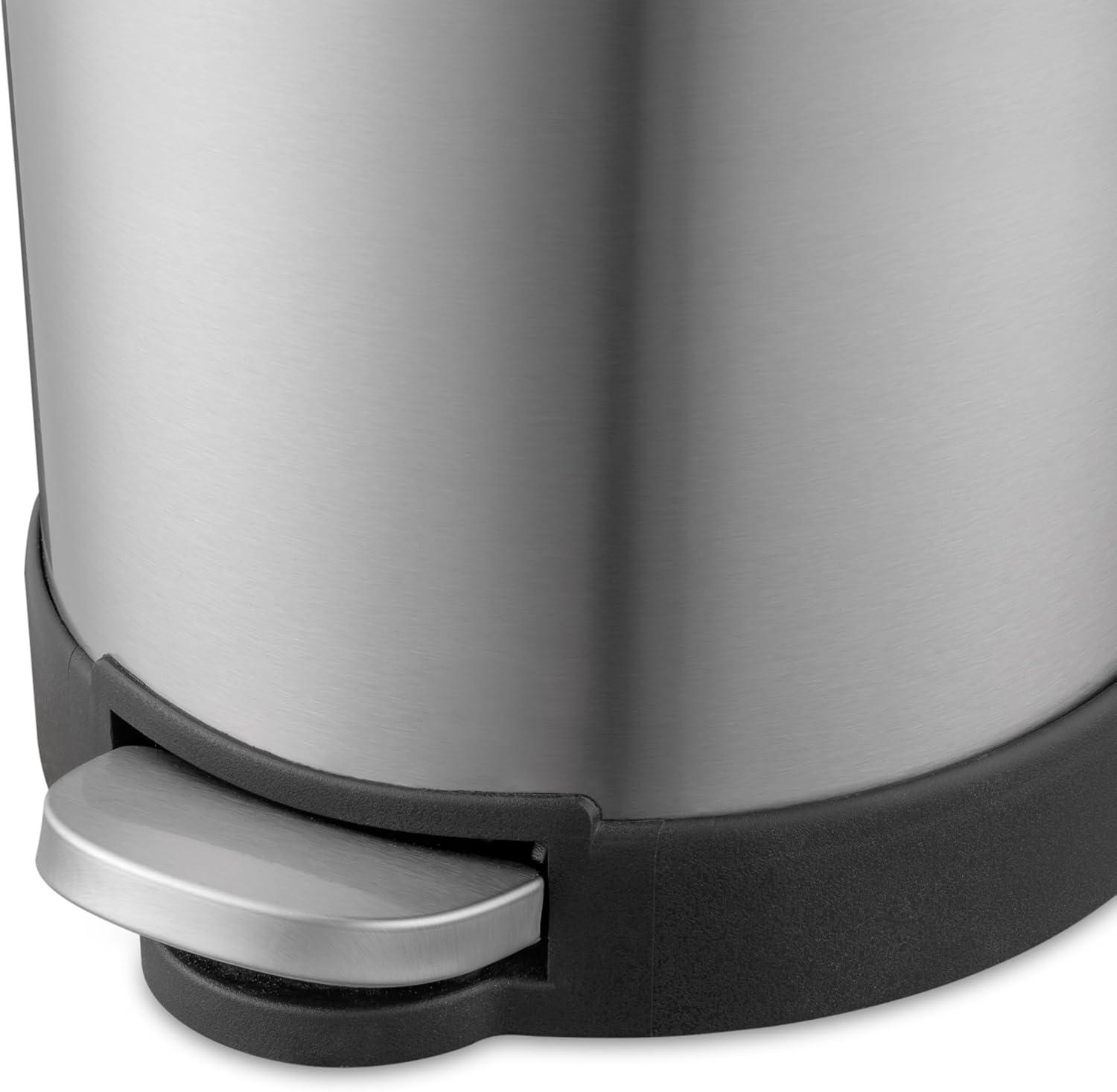 Compact Stainless Steel 1.6 Gallon Step-On Trash Can Set