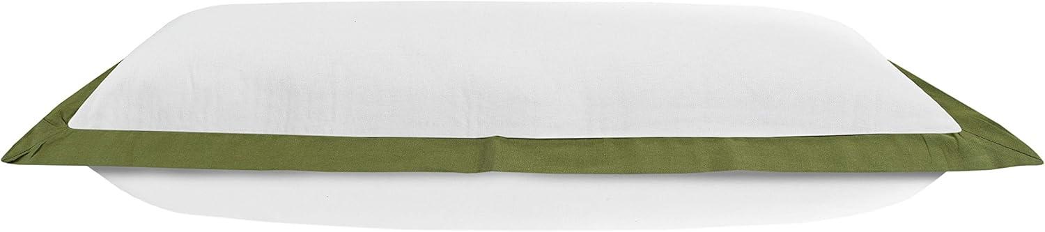 Handwoven White and Green Organic Cotton Rectangular Pillow Cover