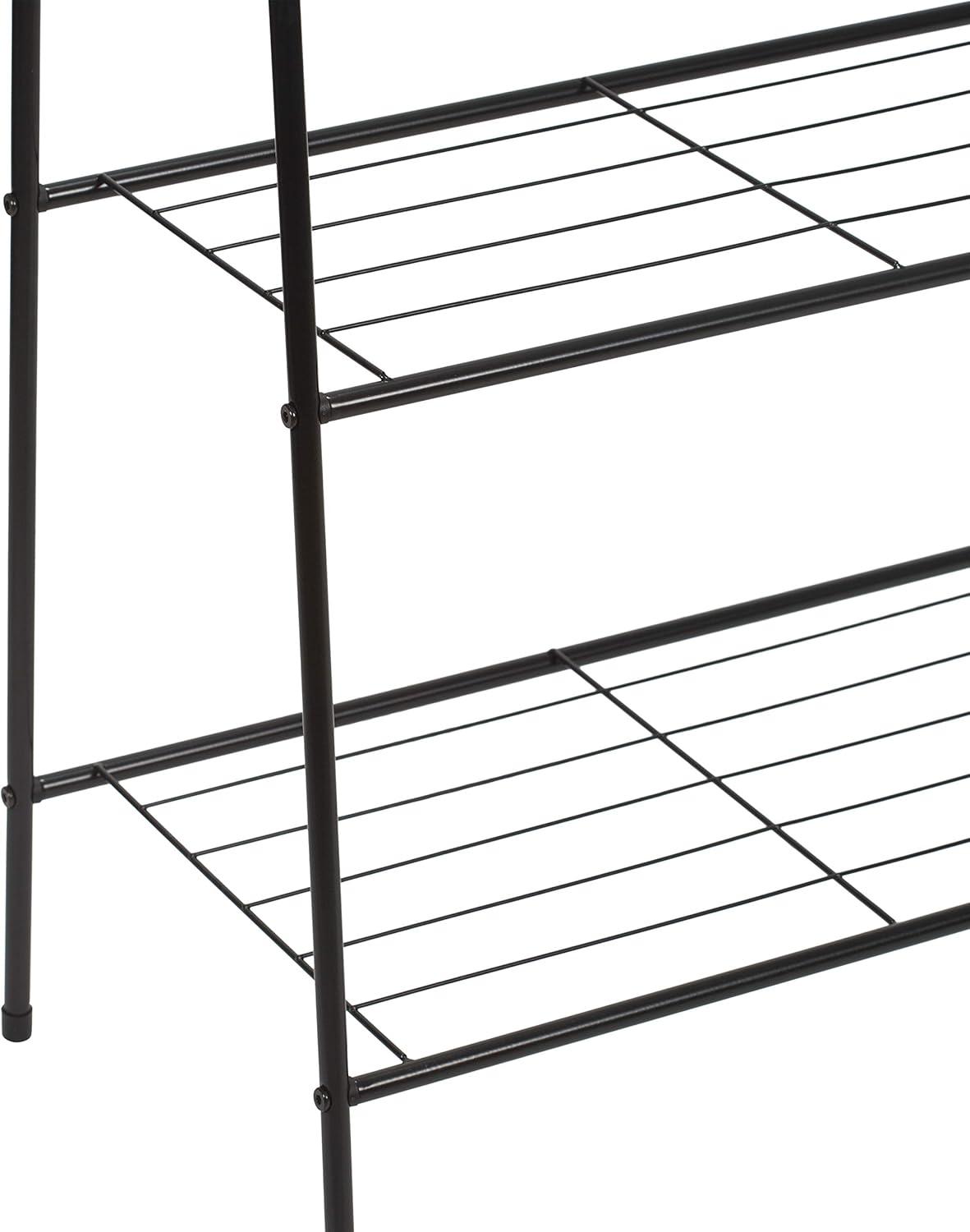 Organize It All Clothing Garment Rack with 2 Shelves and 2 Hooks Black