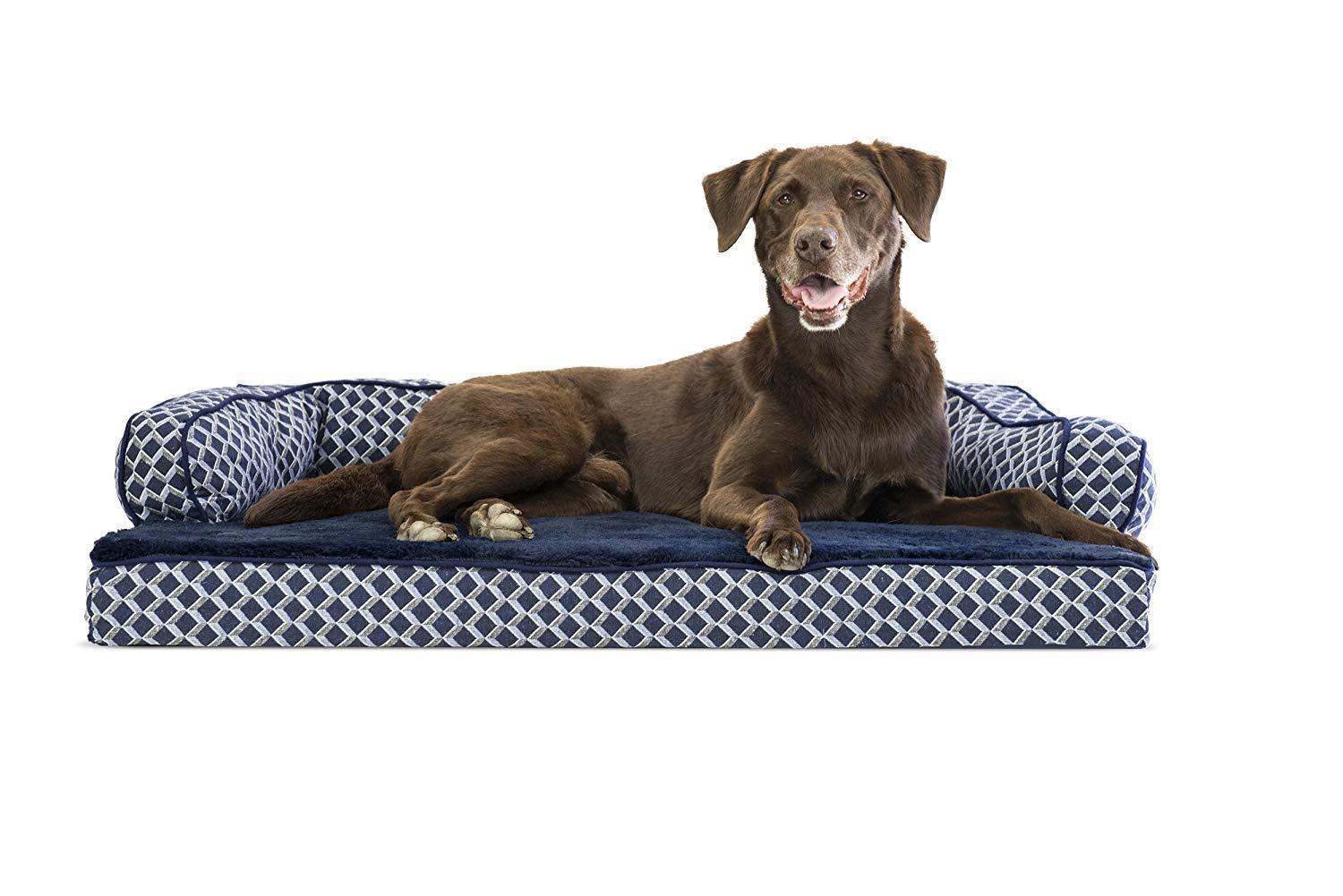 FurHaven Plush & Diamond Décor Comfy Couch Pet Bed