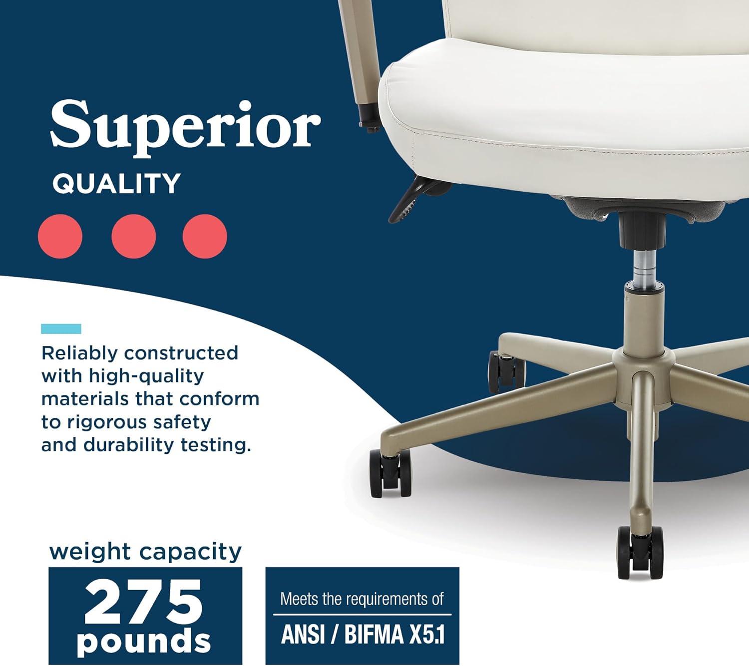 La-Z-Boy Baylor Bonded Leather Adjustable Ergonomic Executive Office Chair with Lumbar Support
