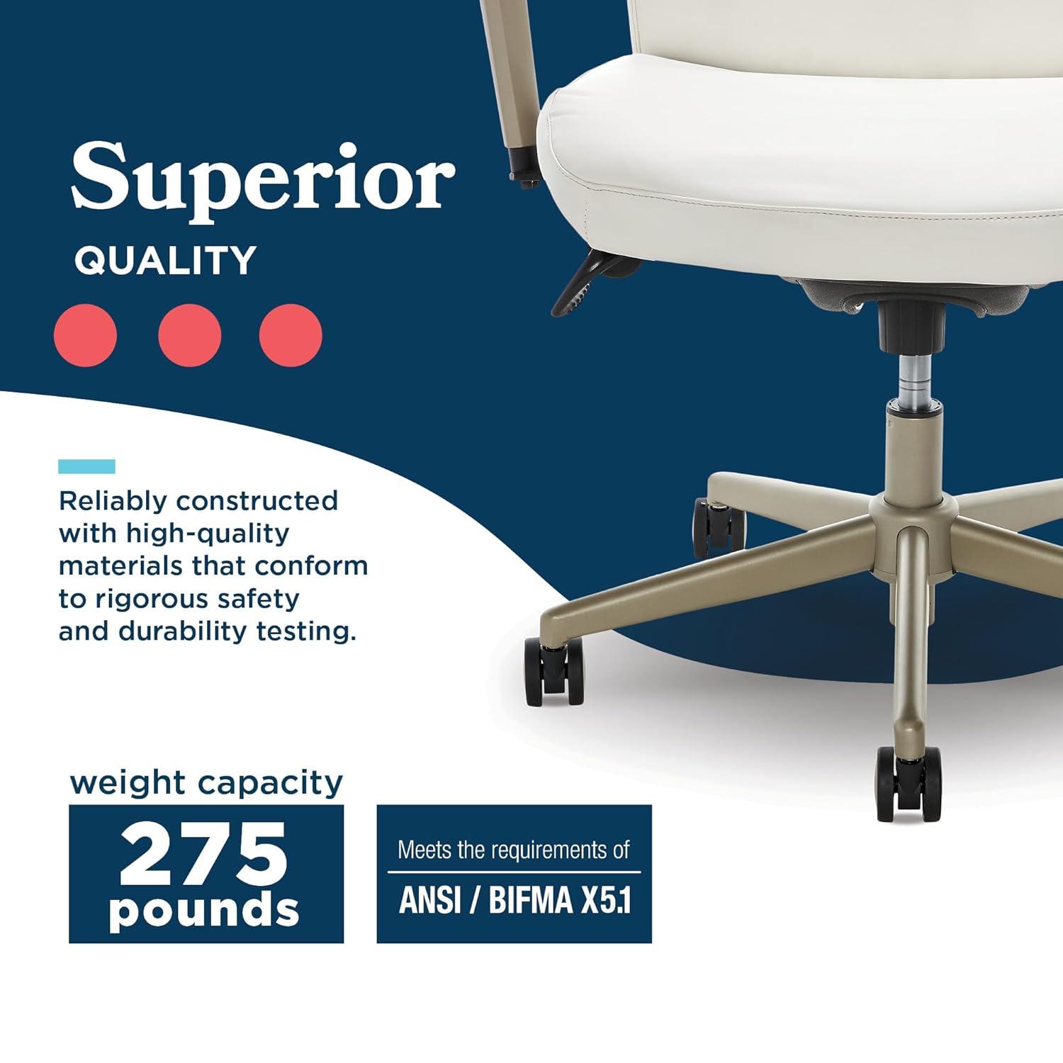 La-Z-Boy Baylor Bonded Leather Adjustable Ergonomic Executive Office Chair with Lumbar Support