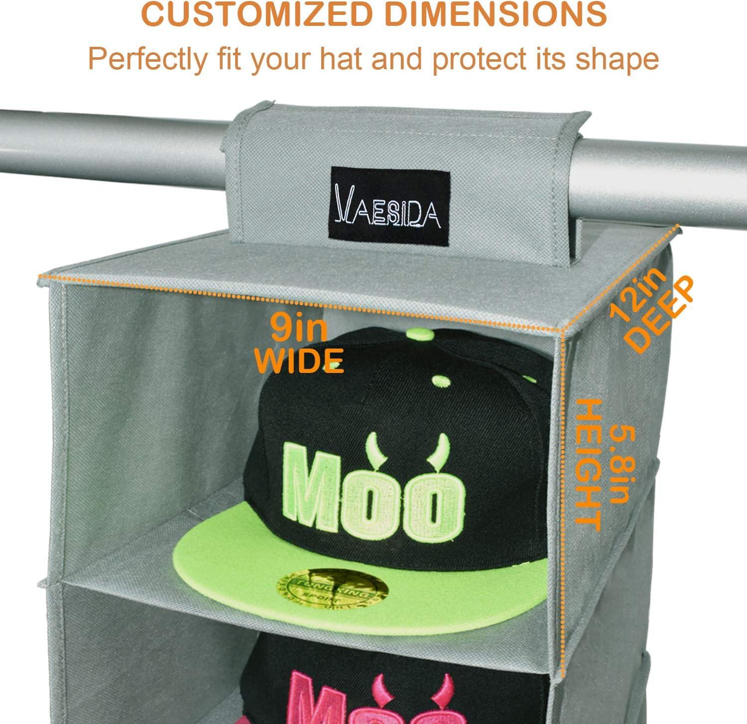 DanceeMangoos 10 Shelf Hat Rack Hanging Closet/Organizer for Storage - Best Baseball Cap Holder, Gray