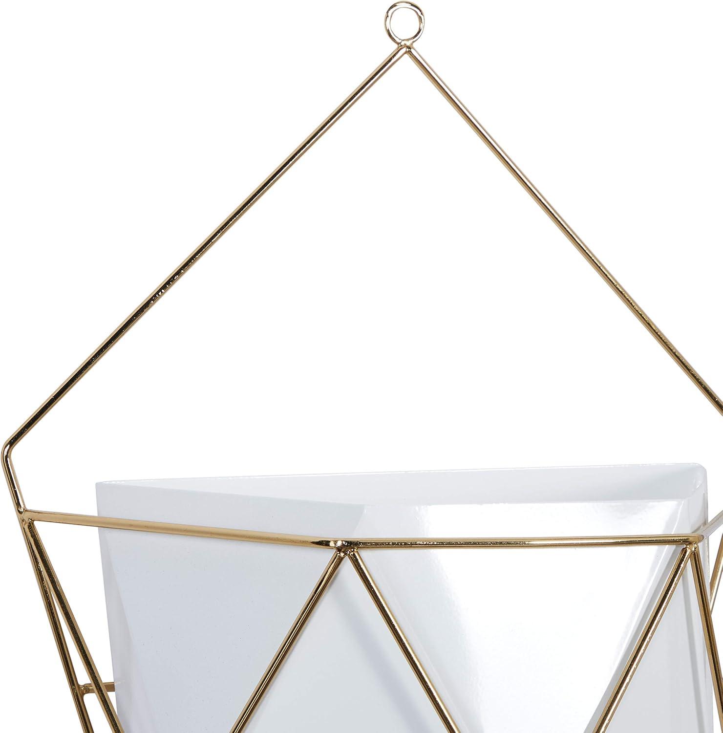 Geometric Gold And White Metal Wall Planters, Set Of 2: 12", 15"