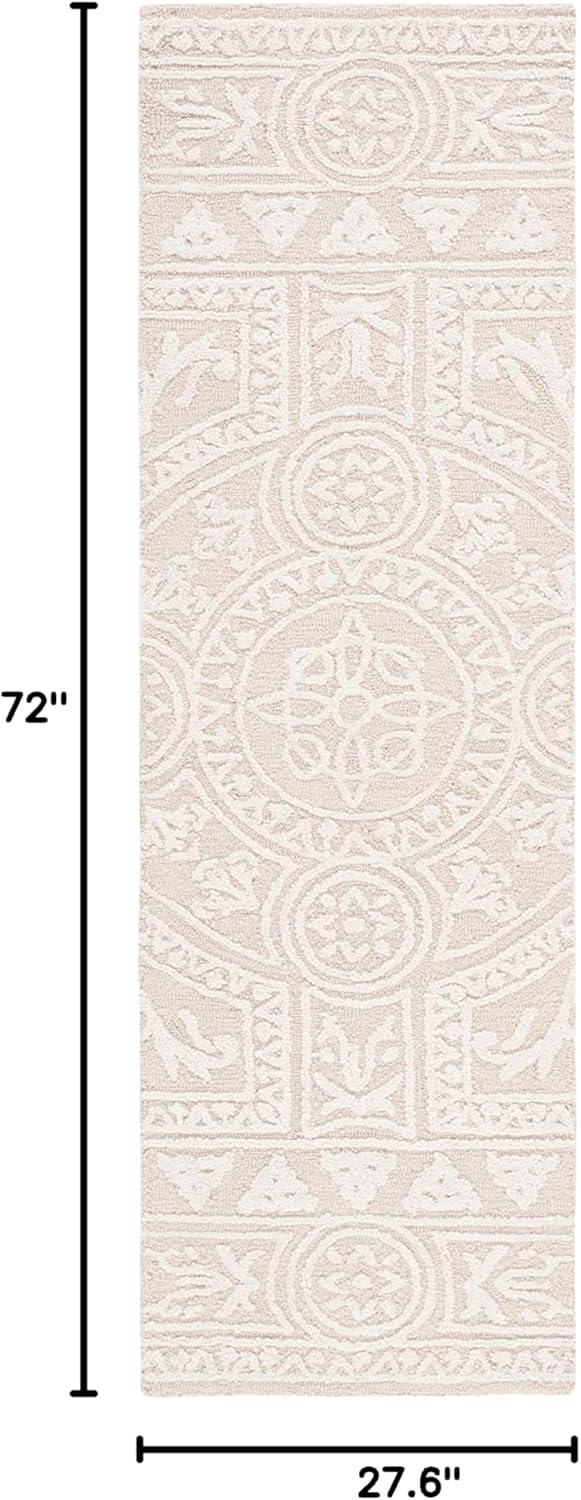 SAFAVIEH Blossom Roy Geometric Wool Runner Rug, Light Grey/Ivory, 2'3" x 6'