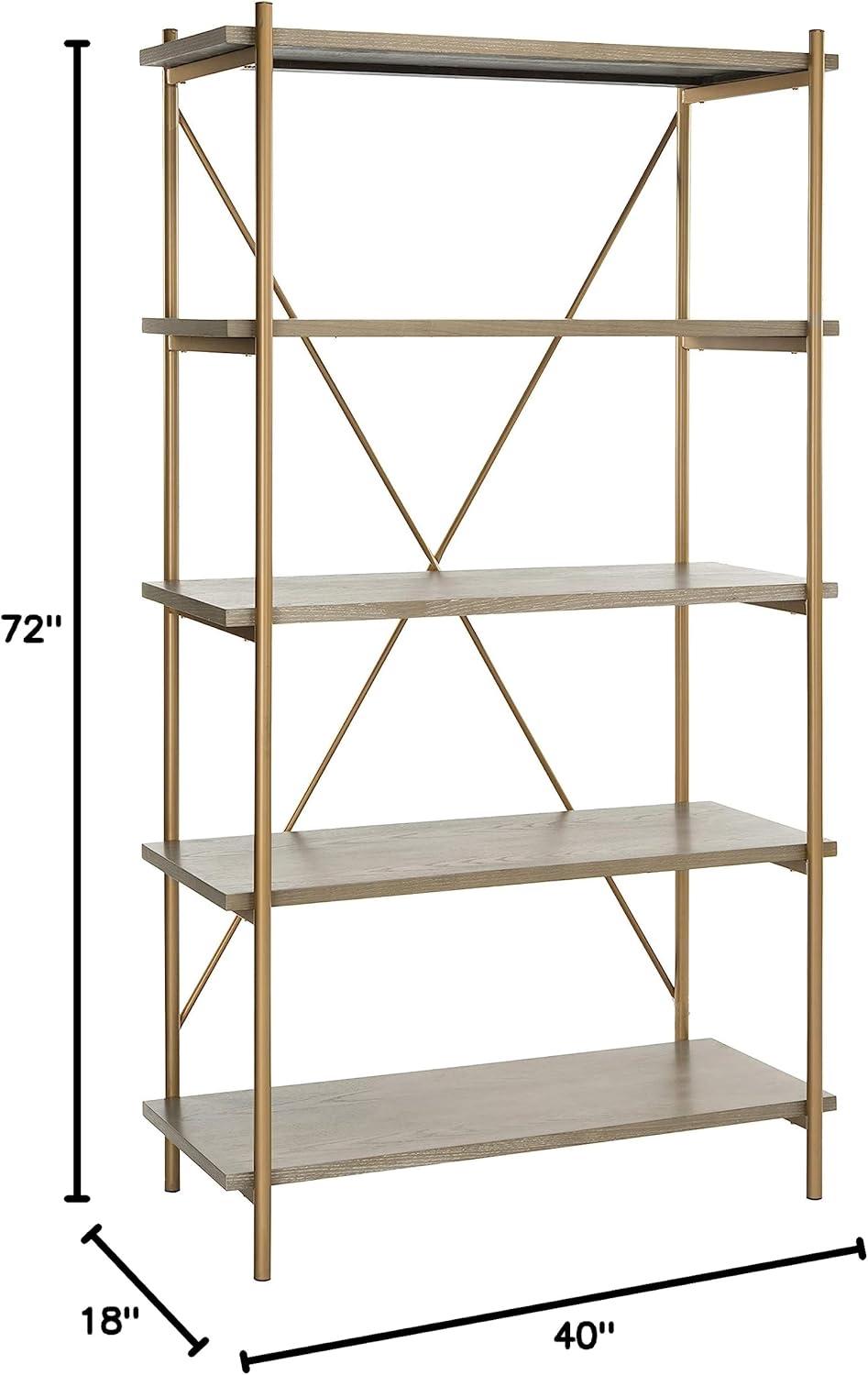 Rigby 5-Tier Etagere - Rustic Oak/Gold - Safavieh.