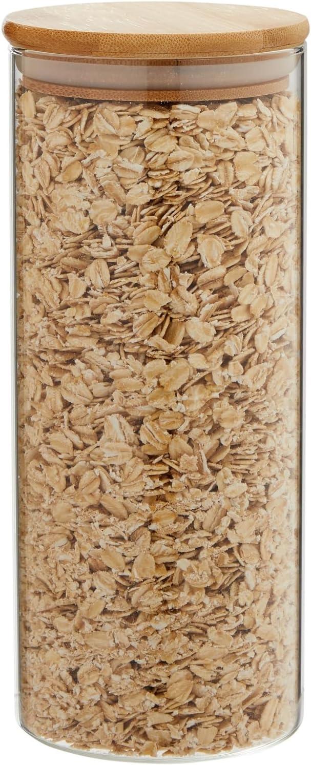Juvale 3 Pack Glass Storage Containers with Bamboo Lids, Airtight Canisters for Pantry (32.5 oz)