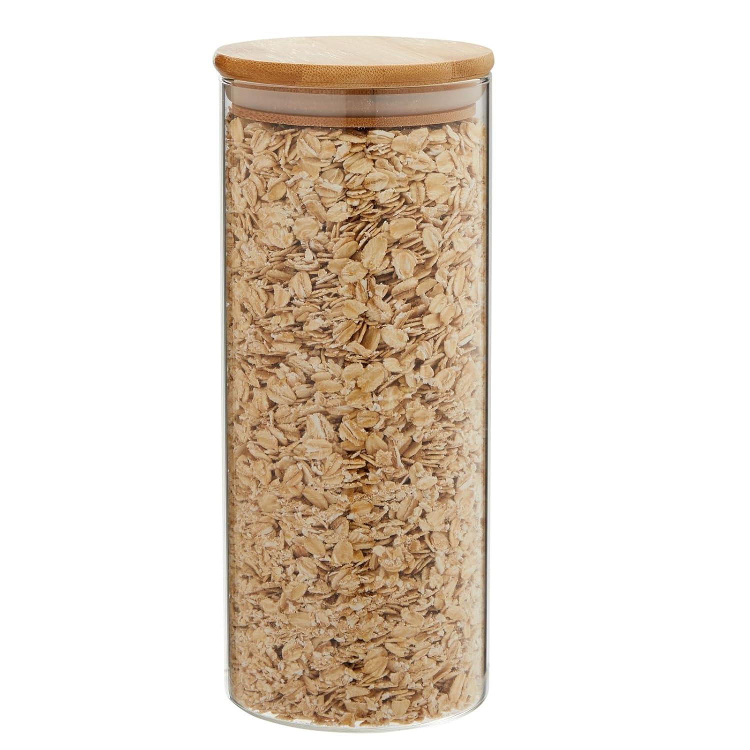 Juvale 3 Pack Glass Storage Containers with Bamboo Lids, Airtight Canisters for Pantry (32.5 oz)