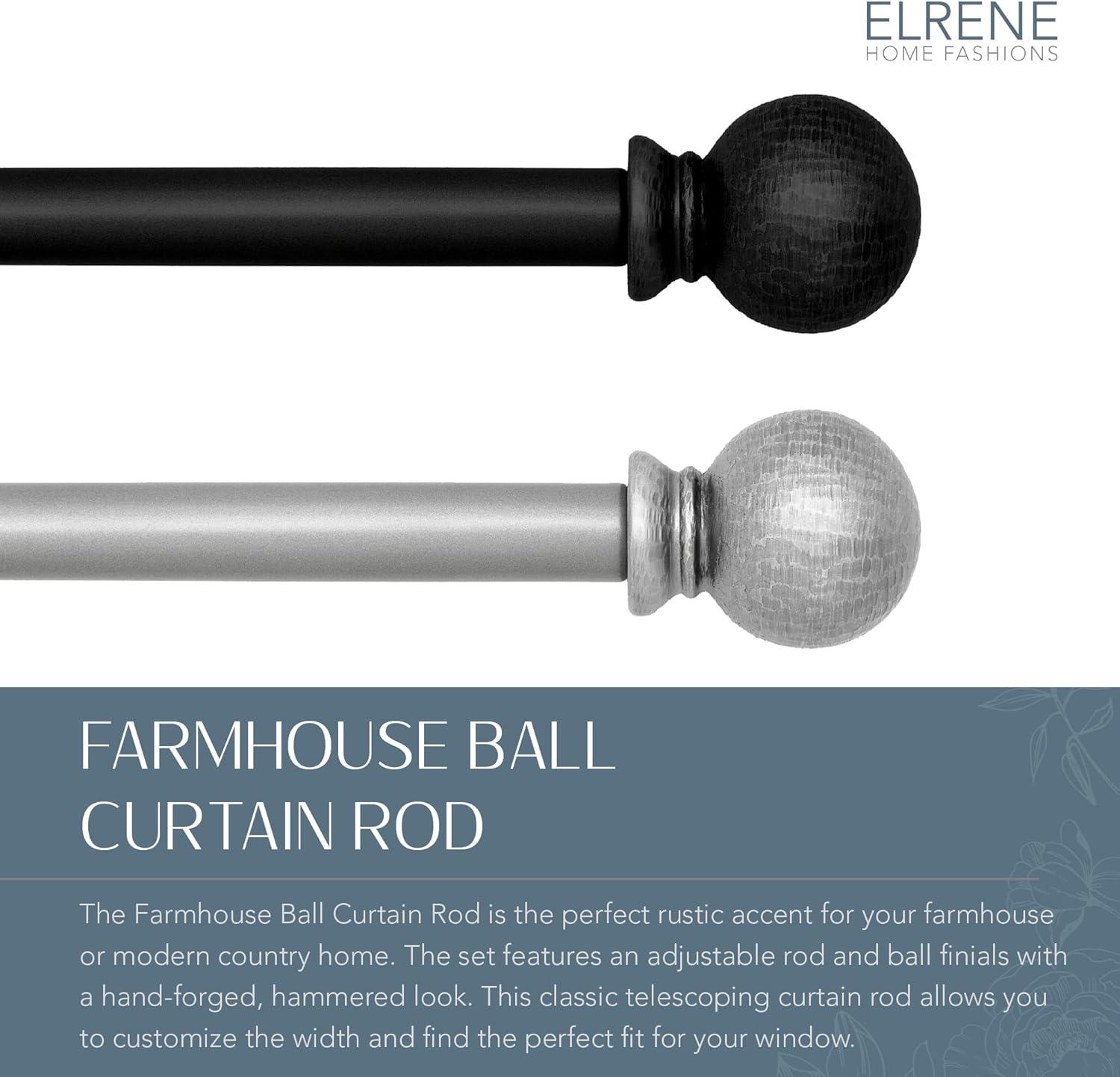 Rustic Pewter Adjustable Curtain Rod with Hammered Ball Finials