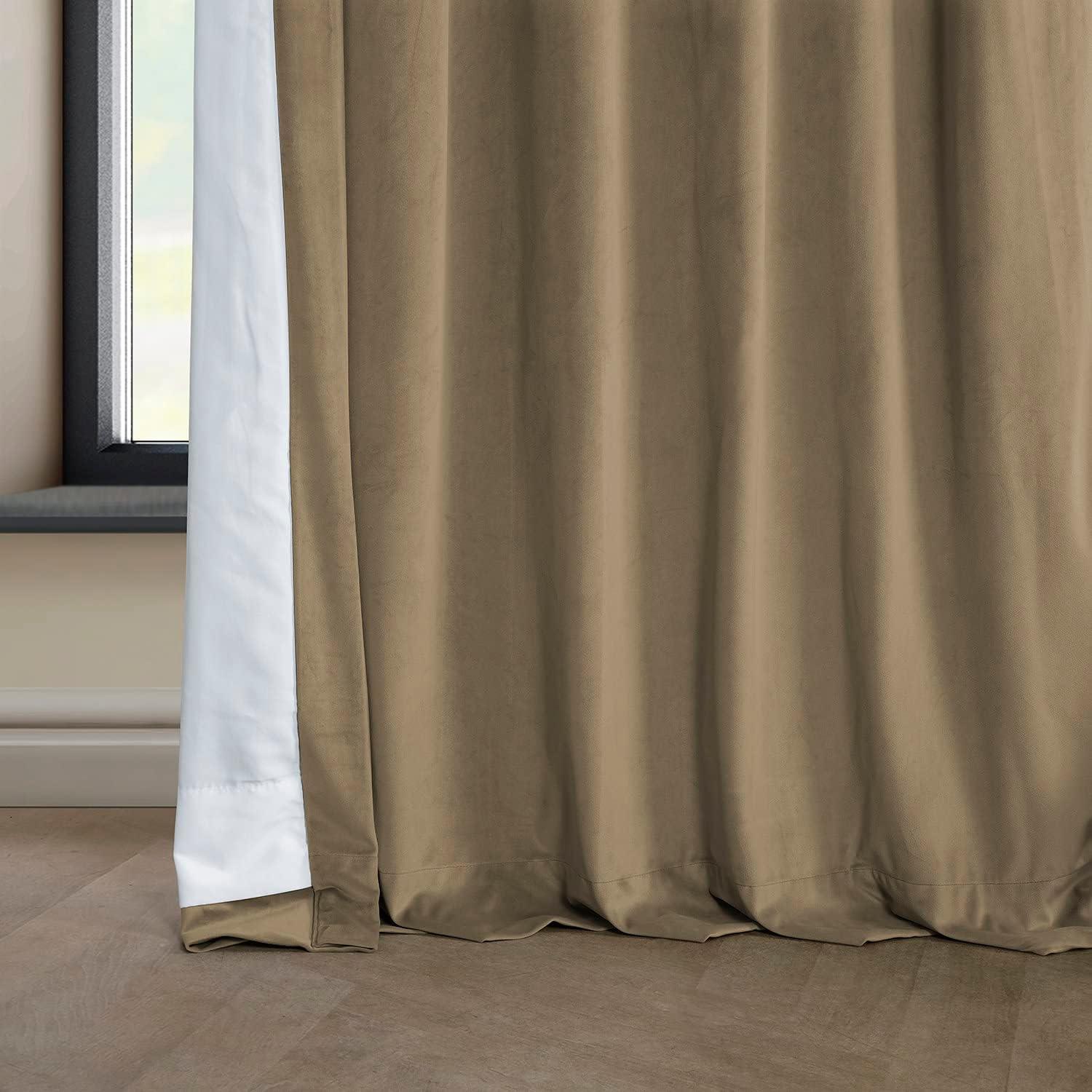 Half Price Drapes Museum Taupe Heritage Plush Velvet Room Darkening Curtains (1 Panel), 50W X 120L