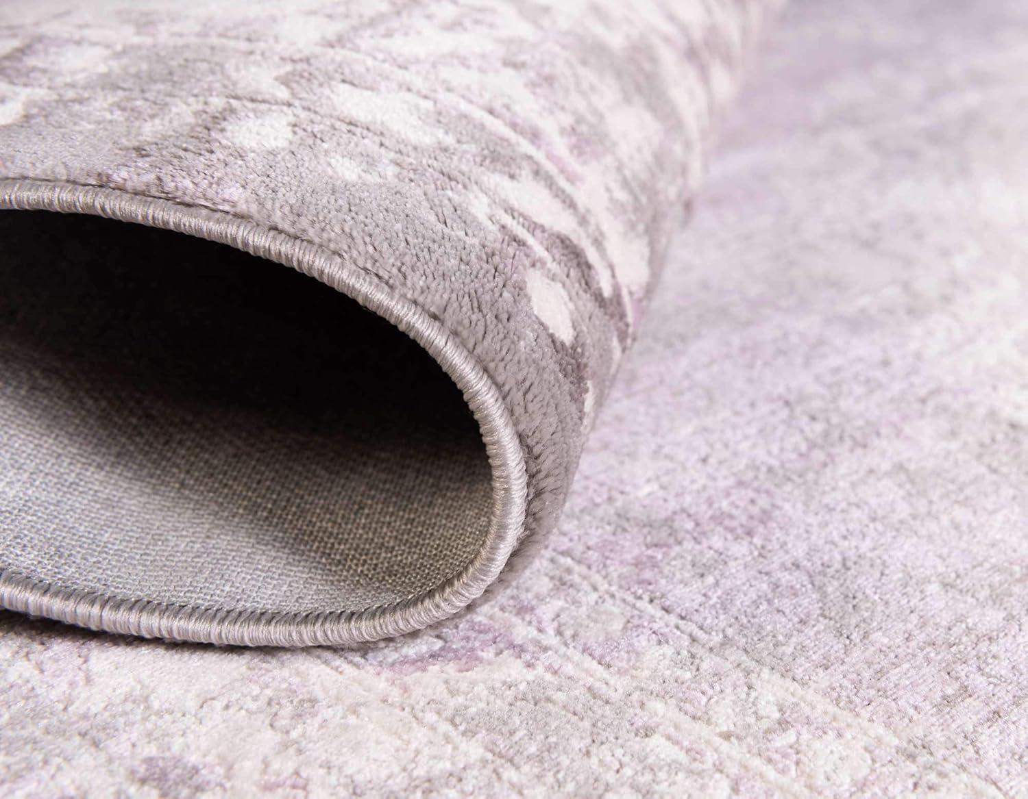 Purple and Gray Abstract Rectangular 9' x 12' Synthetic Area Rug