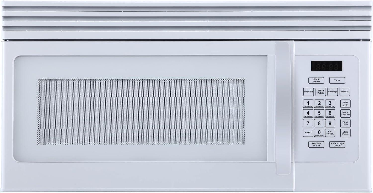 Black+Decker EM044KJNP10A 1.6-Cu. Ft. Over-the-Range Microwave with Top Mount Air Recirculation Vent, White