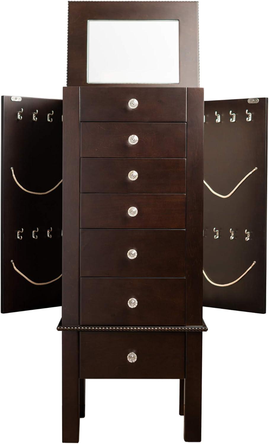 Hives & Honey - Crystal Standing Women's Wood Jewelry Armoire - Espresso