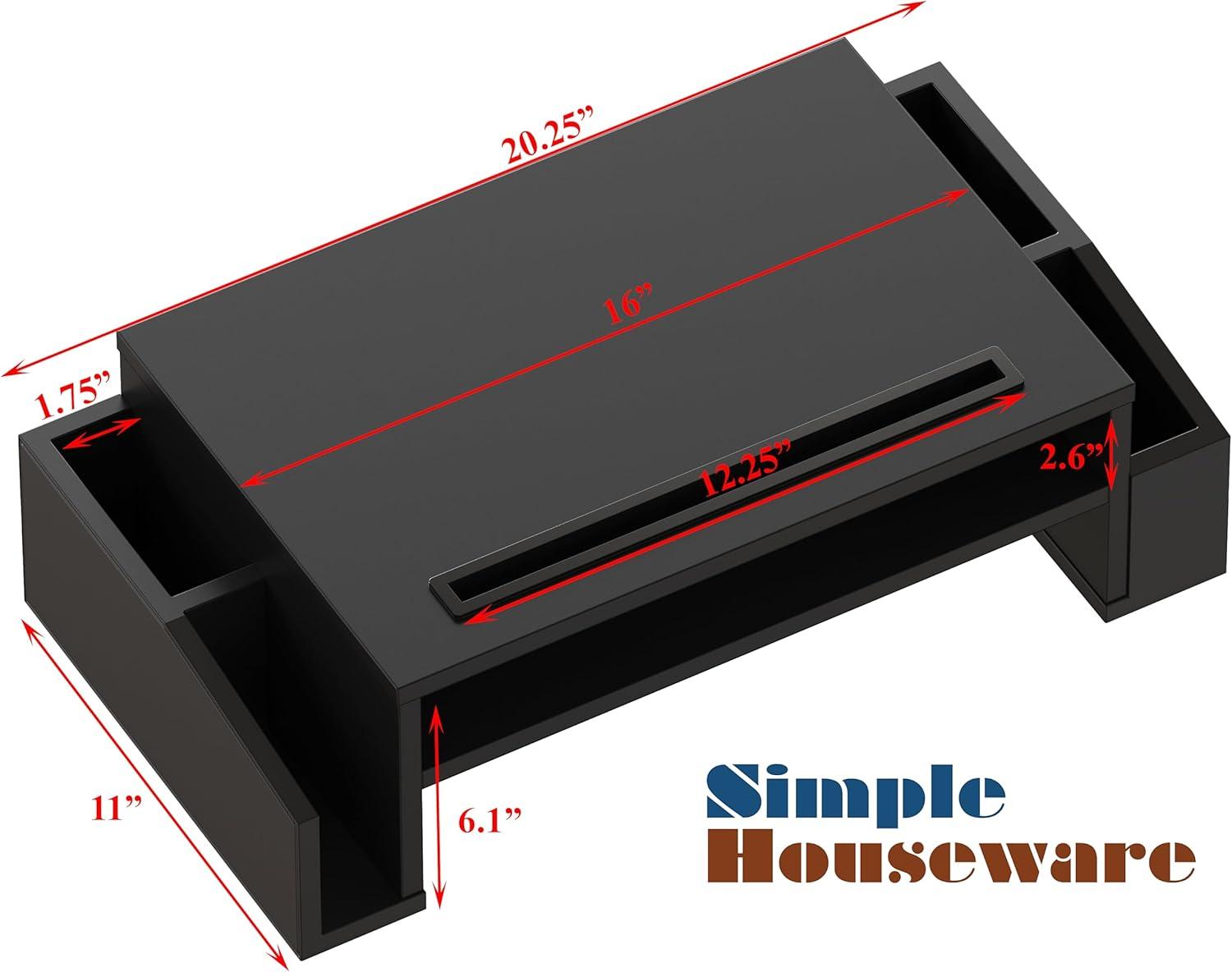 Simple Houseware Desk Monitor Stand Riser with Adjustable Organizer Tray, Black