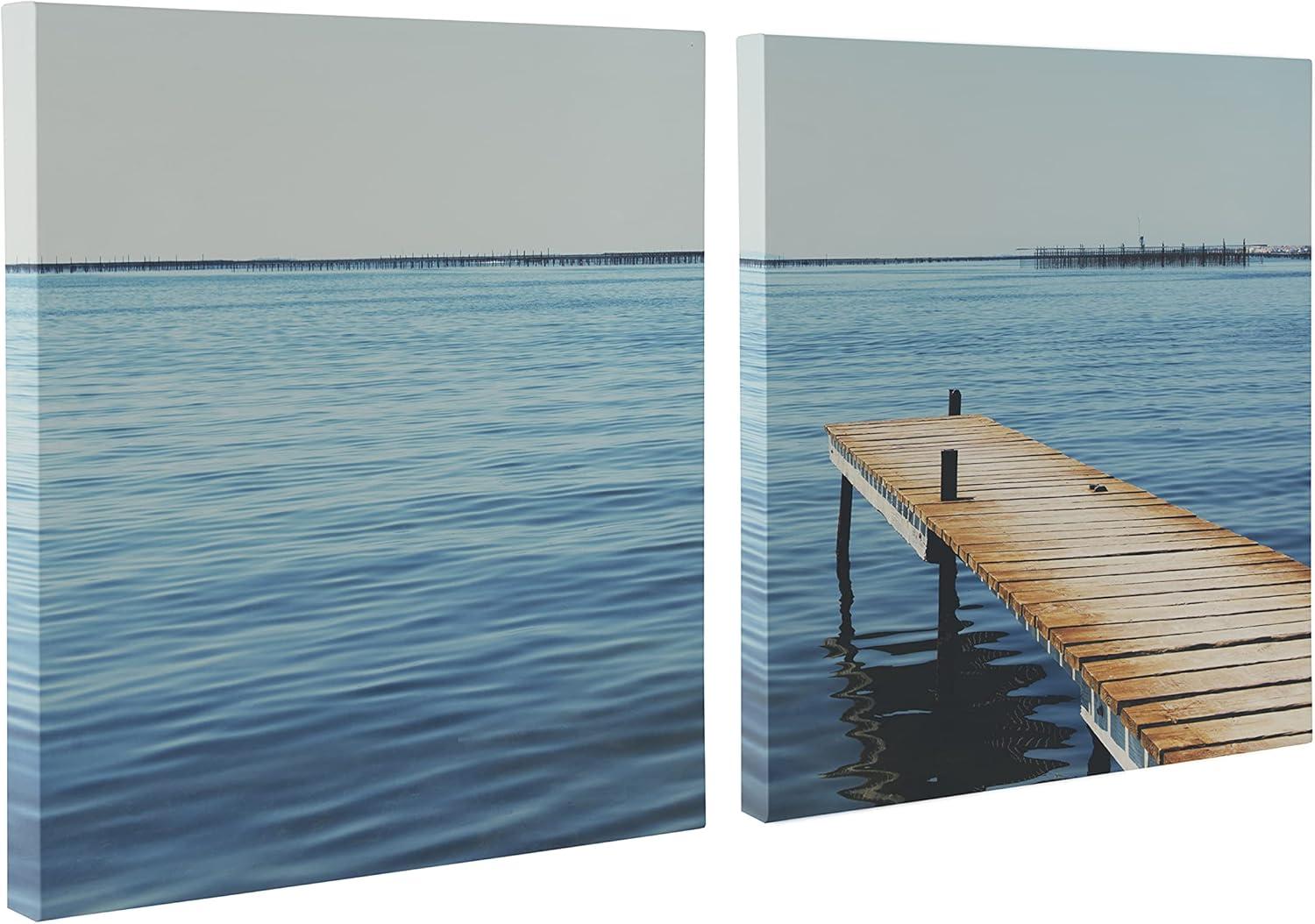 (Set of 2) 20"x20" Etang de Thau by Laura Evans Unframed Wall Canvas Set - Kate & Laurel All Things Decor: Modern Nautical Wall Art