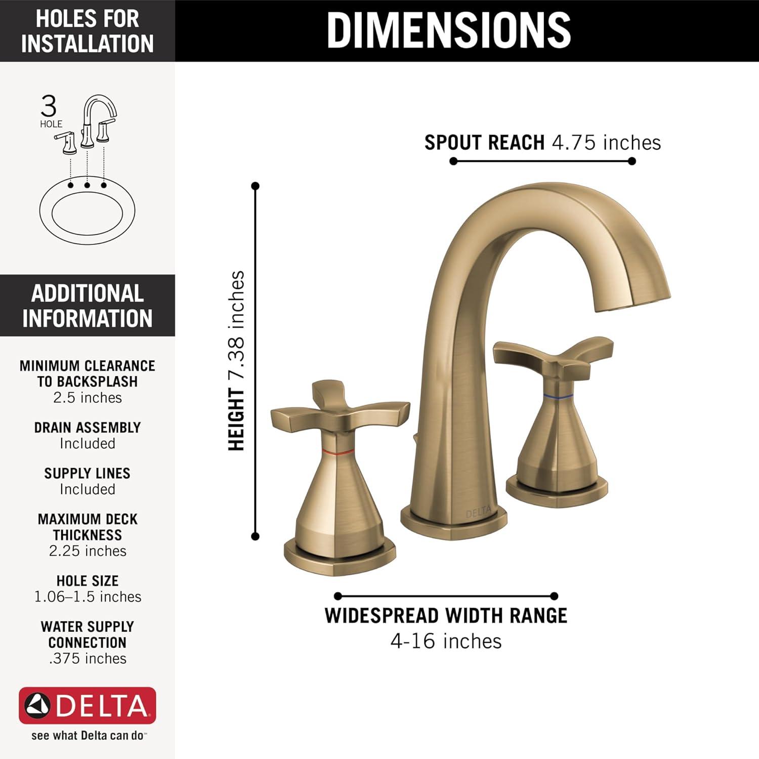 Stryke Widespread Bathroom Faucet with Drain Assembly and DIAMOND™ Seal Technology