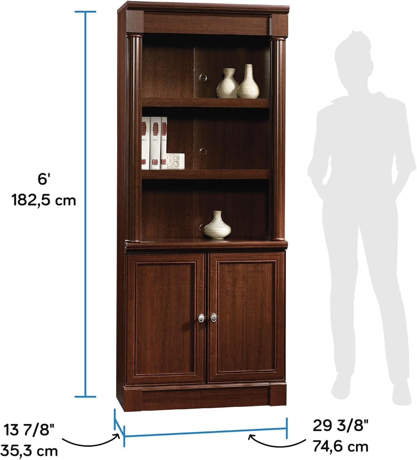 72" Palladia Library with Doors Select Cherry Red - Sauder: MDF Construction, Laminate Surface, Classic Design