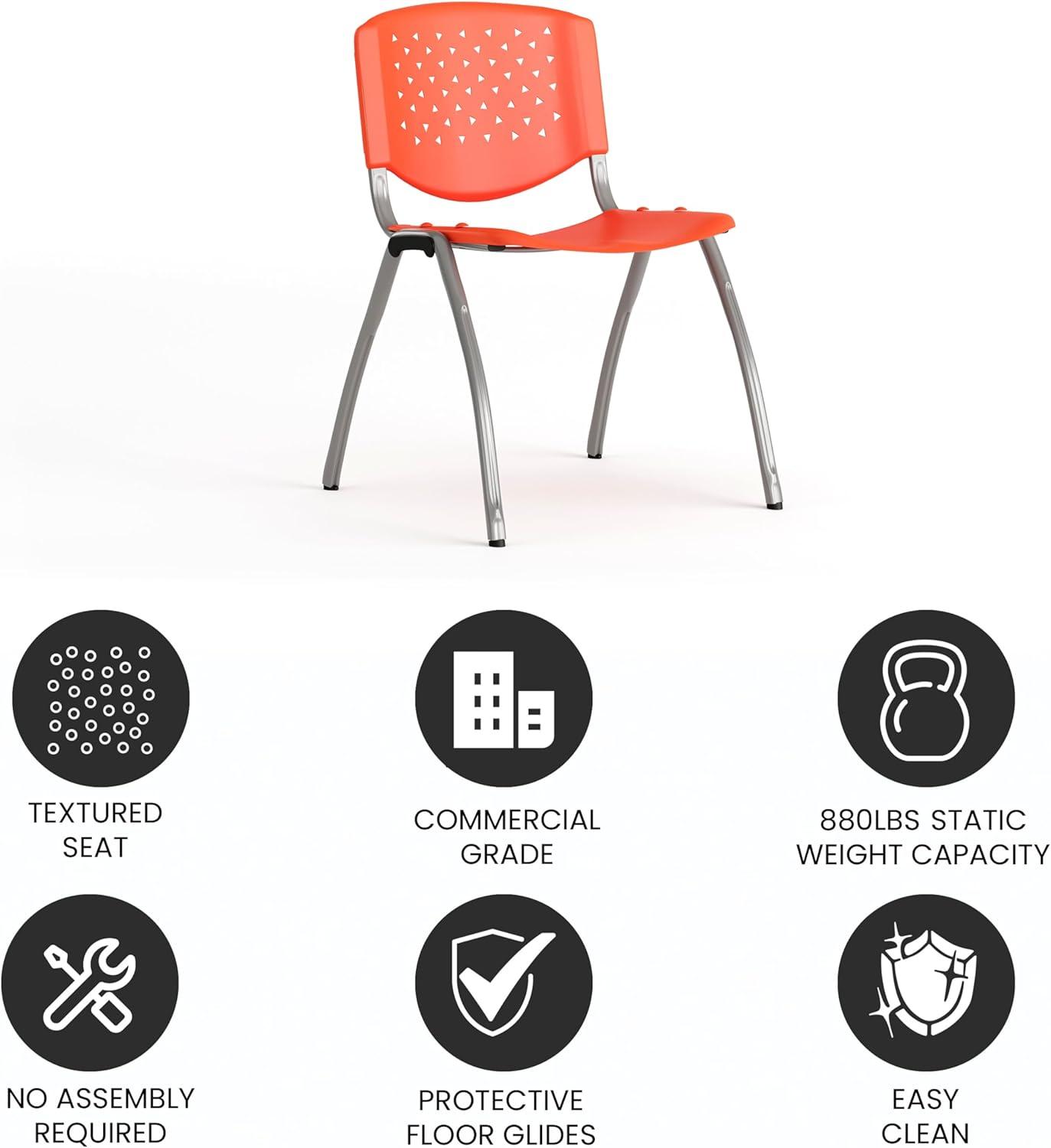 Flash Furniture Memphis 880 lb. Capacity Plastic Stack Chair with Powder Coated Frame
