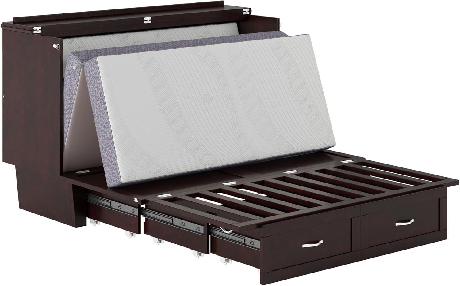 Queen Monroe Murphy Bed Chest with Memory Foam Mattress - AFI