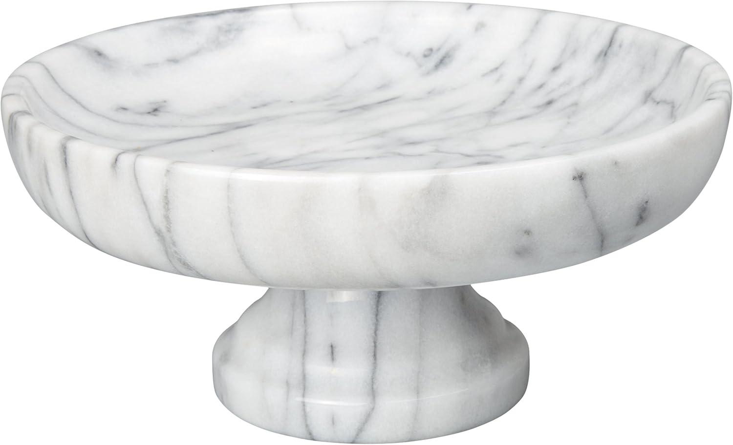 White Marble 10" Pedestal Fruit and Dessert Bowl