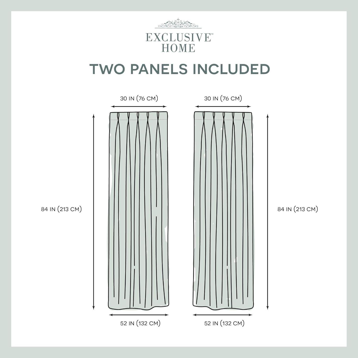 Set of 2 84"x52" Sateen Pinch Pleat Woven Blackout Back Tab Window Curtain Panel Brown: Thermal Insulated, Room Darkening