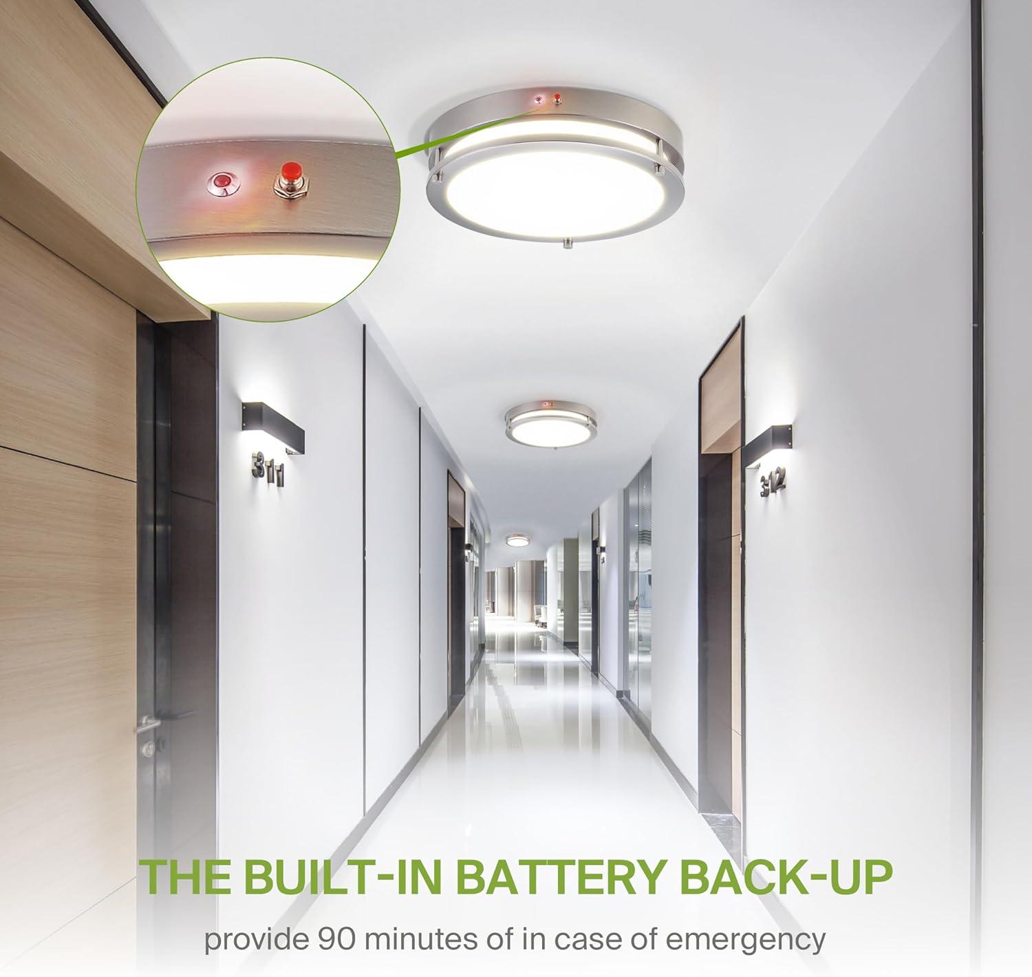 ASD LED 16 Inch Round Flush Mount Light Fixture | 24W 2150LM 3000K-5000K 100-277V | 3CCT, Dimmable, Energy Star, ETL Listed | Close to Ceiling Double Ring Lamp, Low Profile Lighting | Nickel, 2 Pack