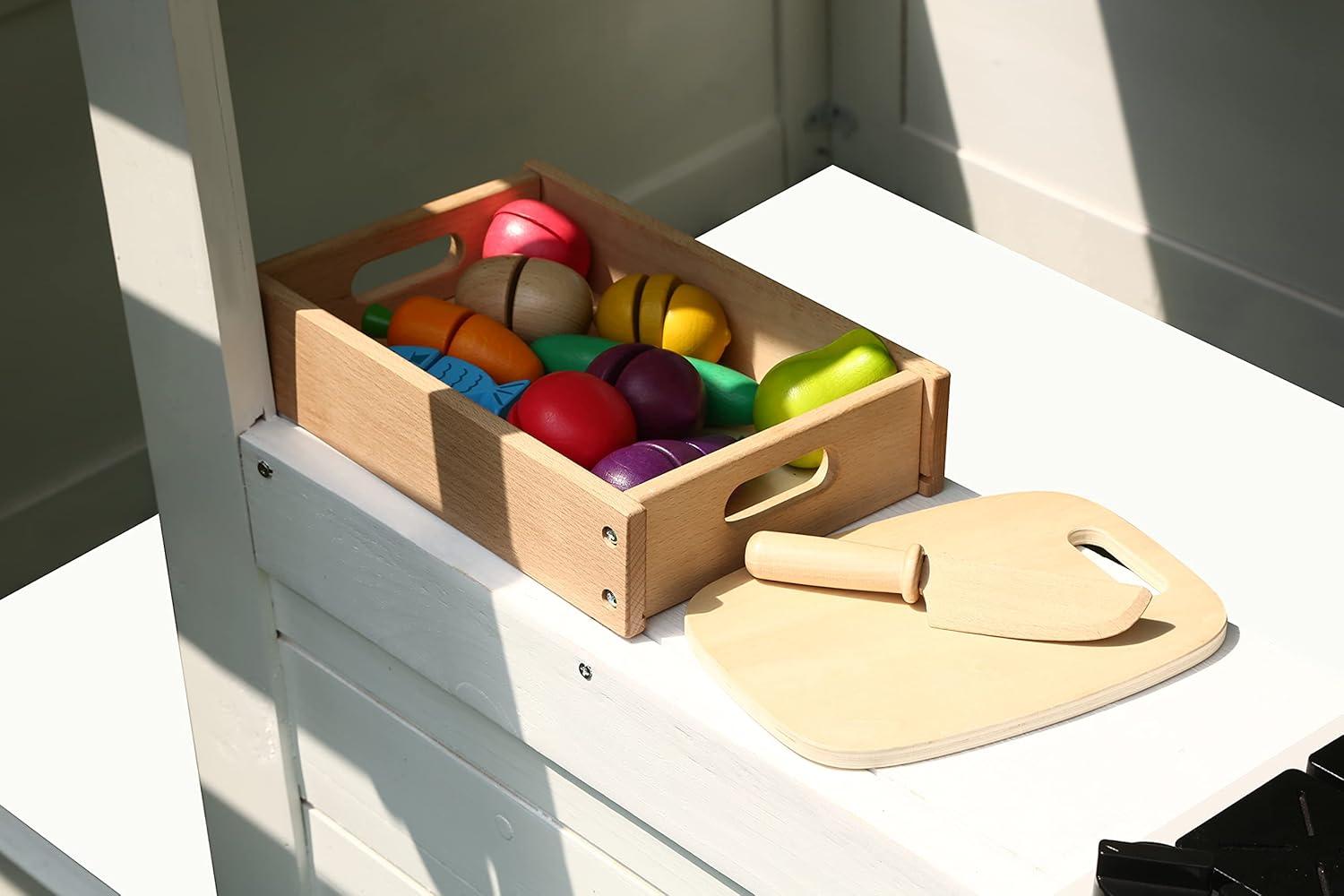 2MamaBees Reign Two Story Playhouse | Black & White Farmhouse Design with Kitchen and Garden