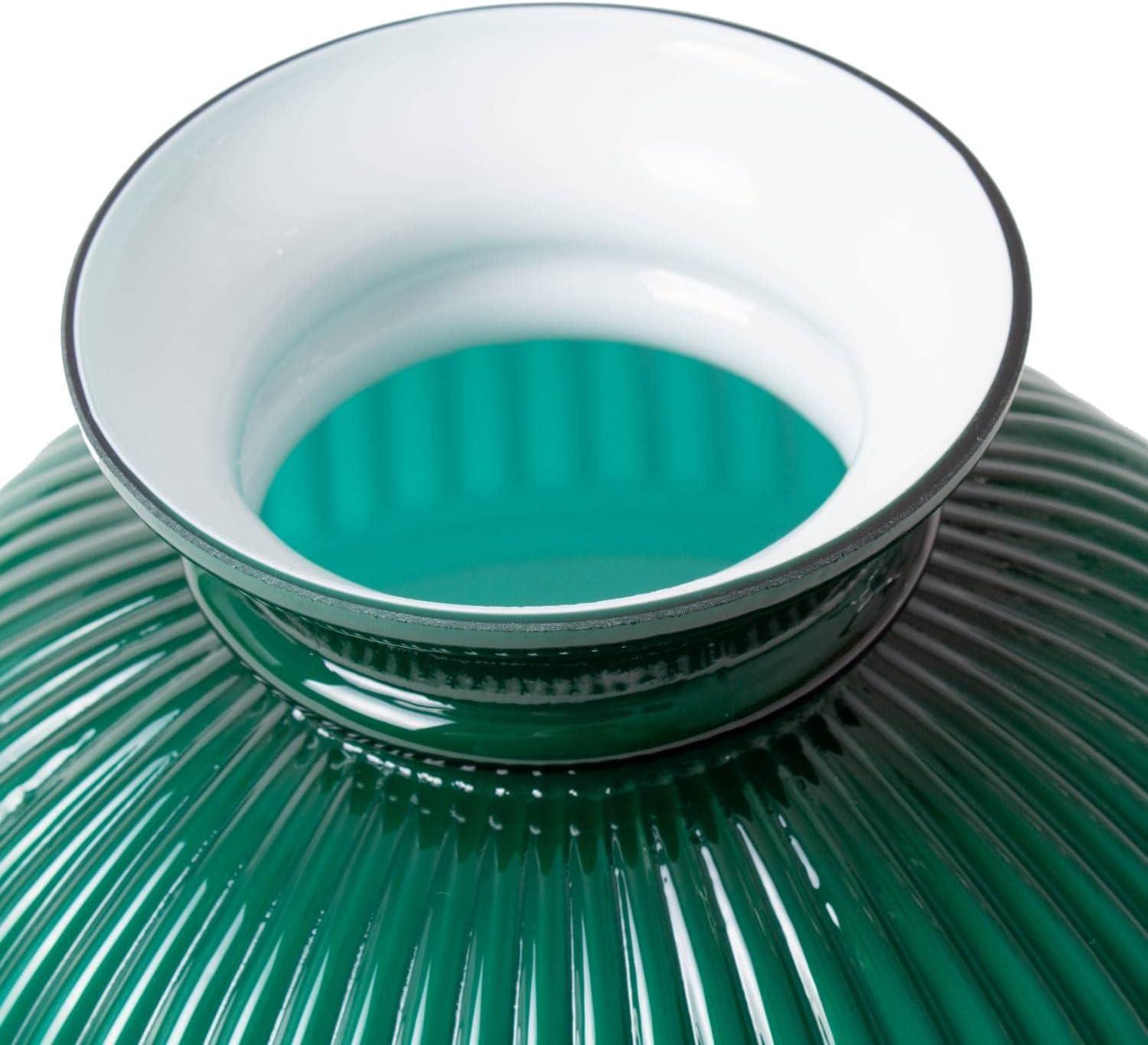 Aladdin Green Ribbed Glass Oil Lamp Shade, Elegant Vintage-Style Shade for Oil Lamps, Fits Aladdin Lamps, Adds Warmth and Charm to Home Decor, 10 inch