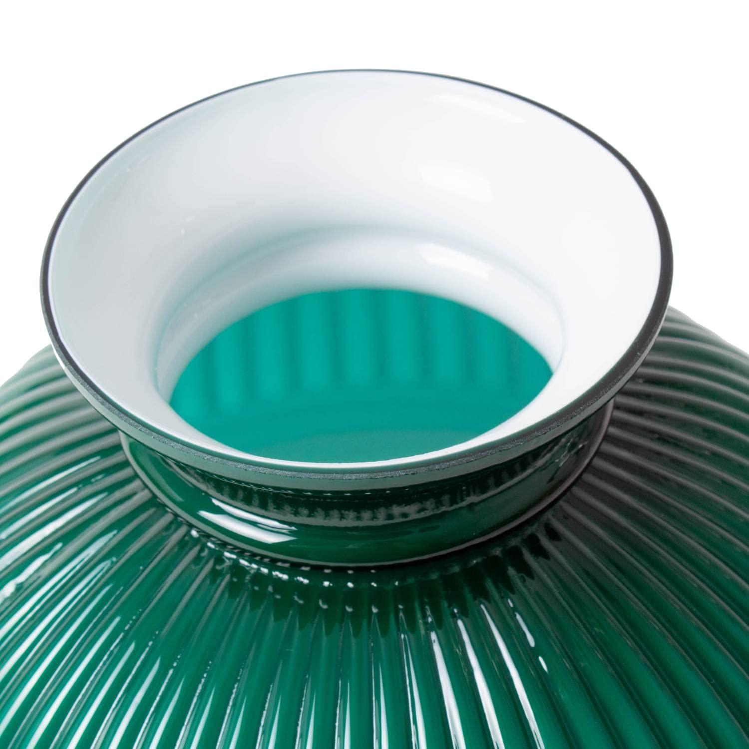 Aladdin Green Ribbed Glass Oil Lamp Shade, Elegant Vintage-Style Shade for Oil Lamps, Fits Aladdin Lamps, Adds Warmth and Charm to Home Decor, 10 inch