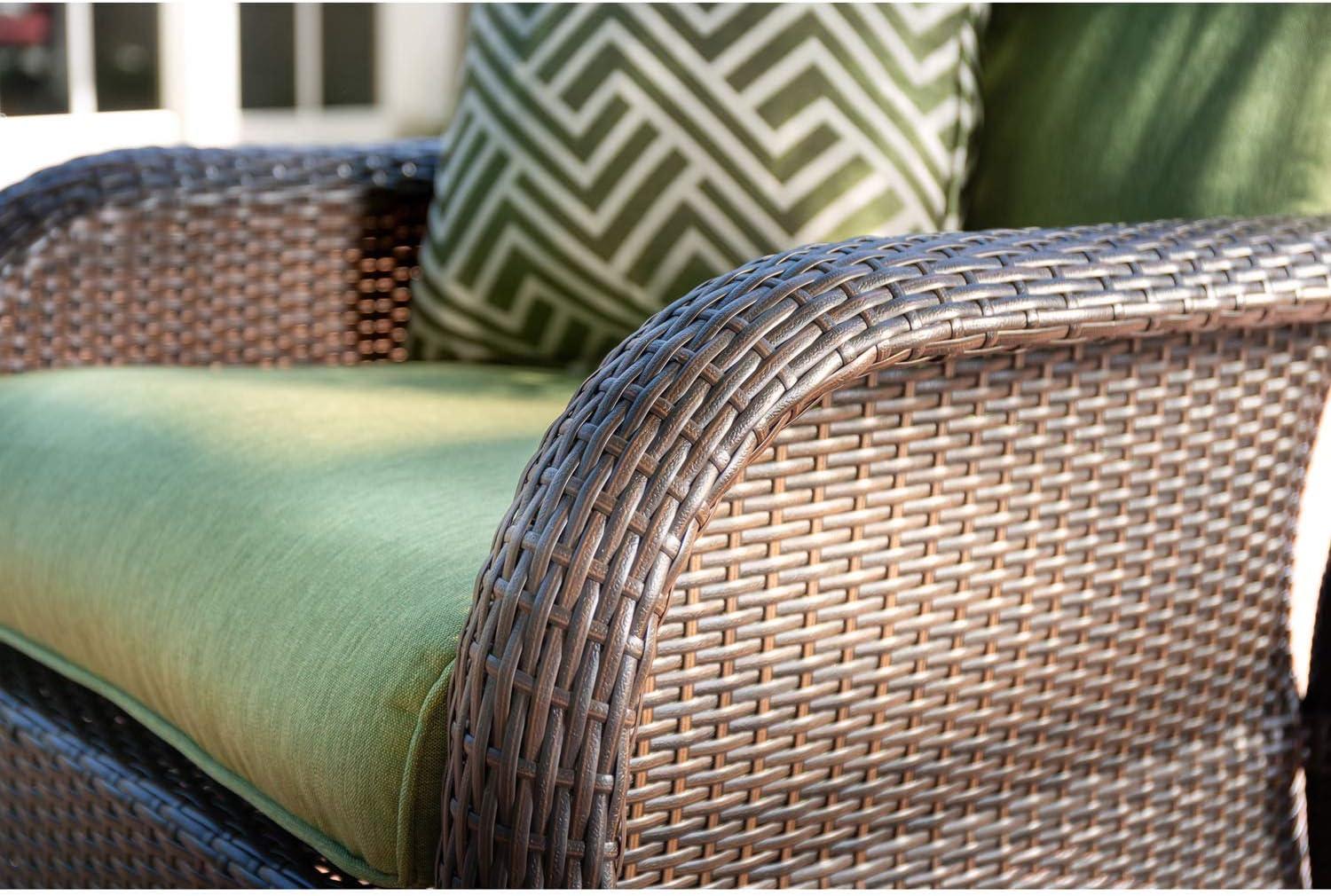 Hanover Strathmere 4-Piece Wicker and Steel Outdoor Conversation Set, Cilantro Green