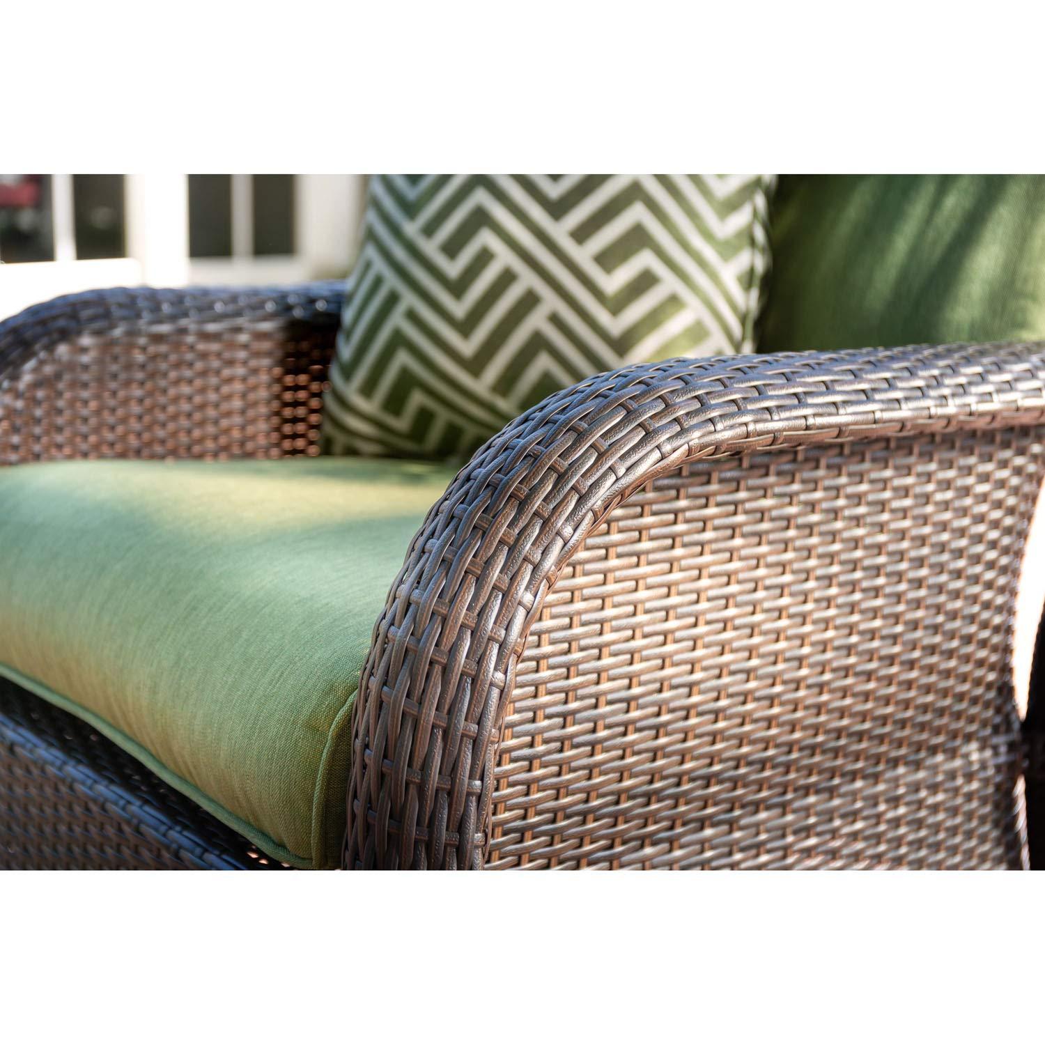 Hanover Strathmere 4-Piece Wicker and Steel Outdoor Conversation Set, Cilantro Green