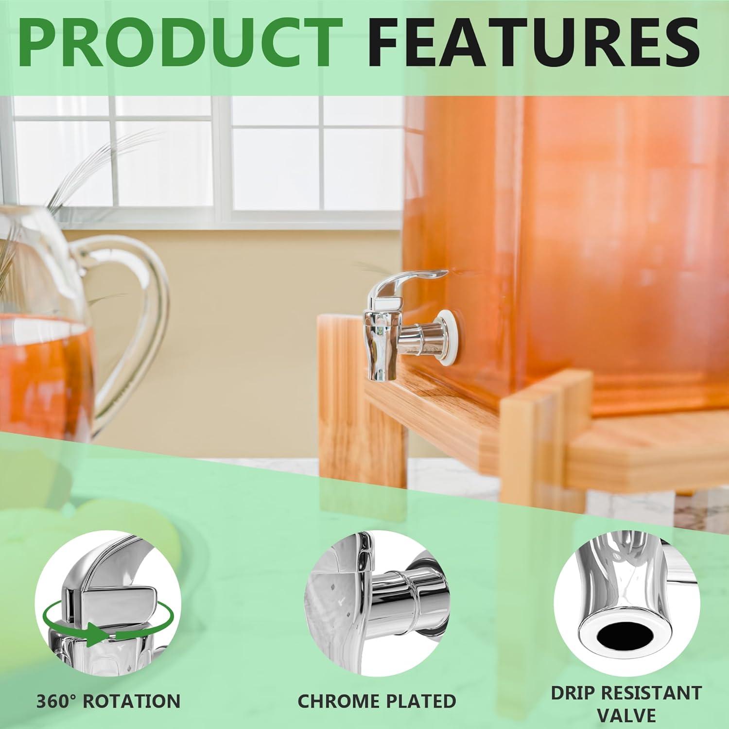 Silver Beverage Dispenser Replacement Spigot - Push Style for Drink Dispensers with Spout - Fits Mason Jar, Glass, and Plastic Pitchers - Ideal for Parties and Events