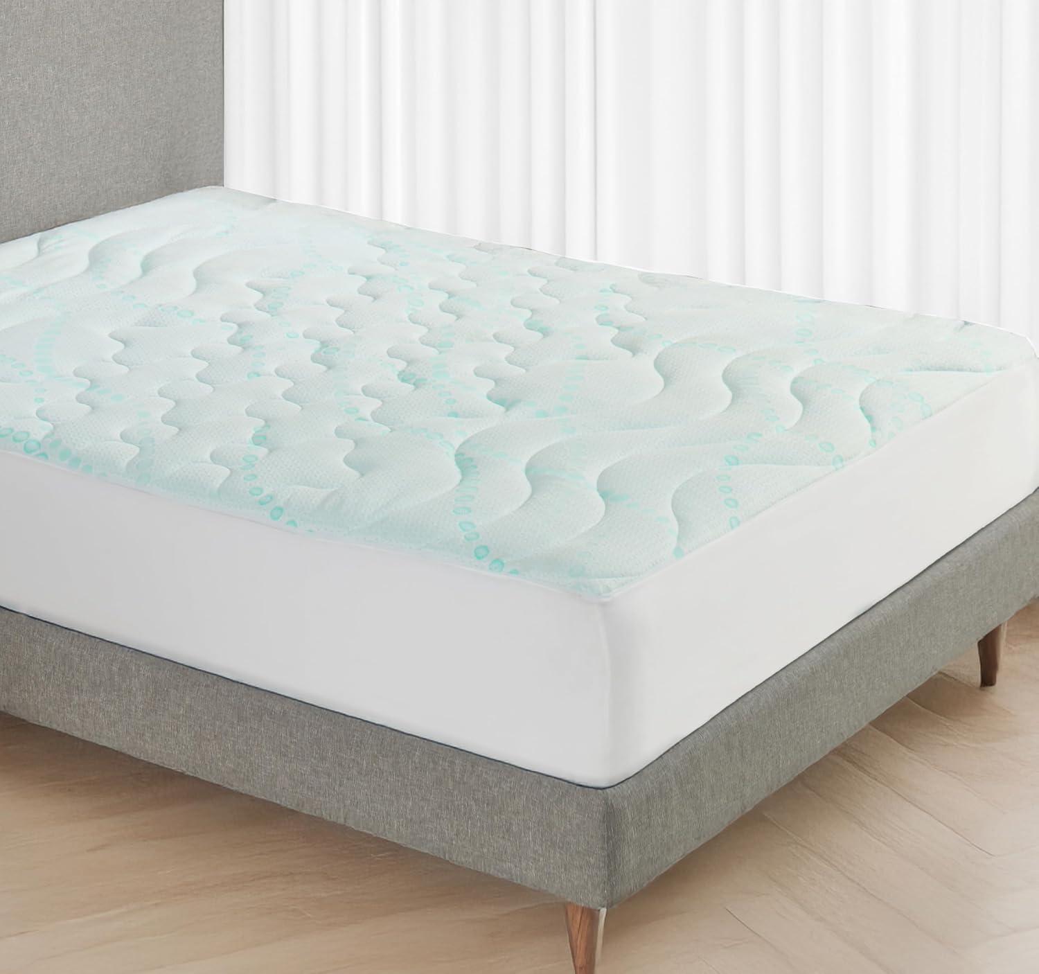 3-Zone Cooling Mattress Pad, Quilted Mattress Pad with Deep Pocket, Fits 8 - 20 Inch Mattress