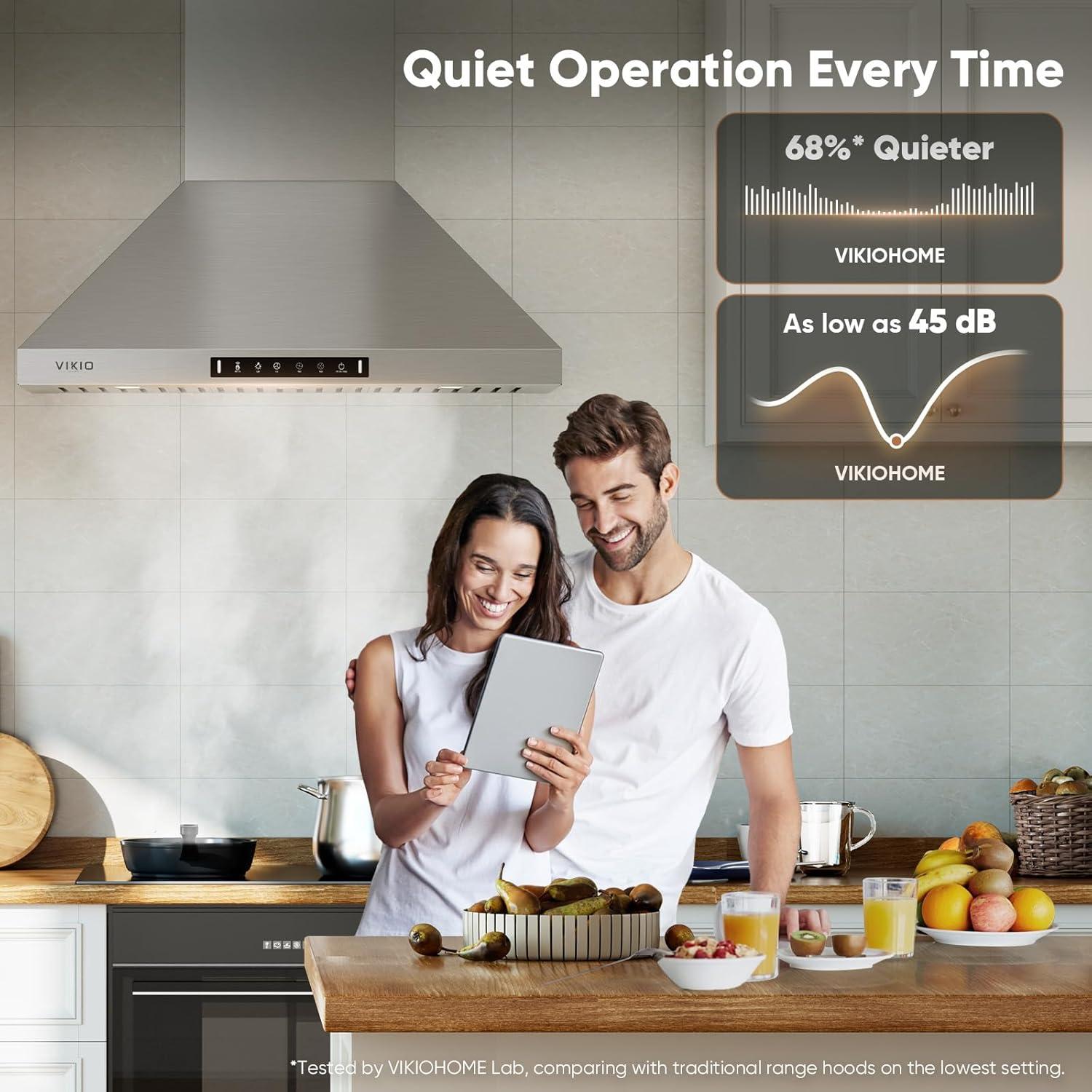 30 in. 900 CFM Convertible Wall Mount Range Hood in Stainless Steel with LED Lights, Carbon Filters and Touch, Gesture