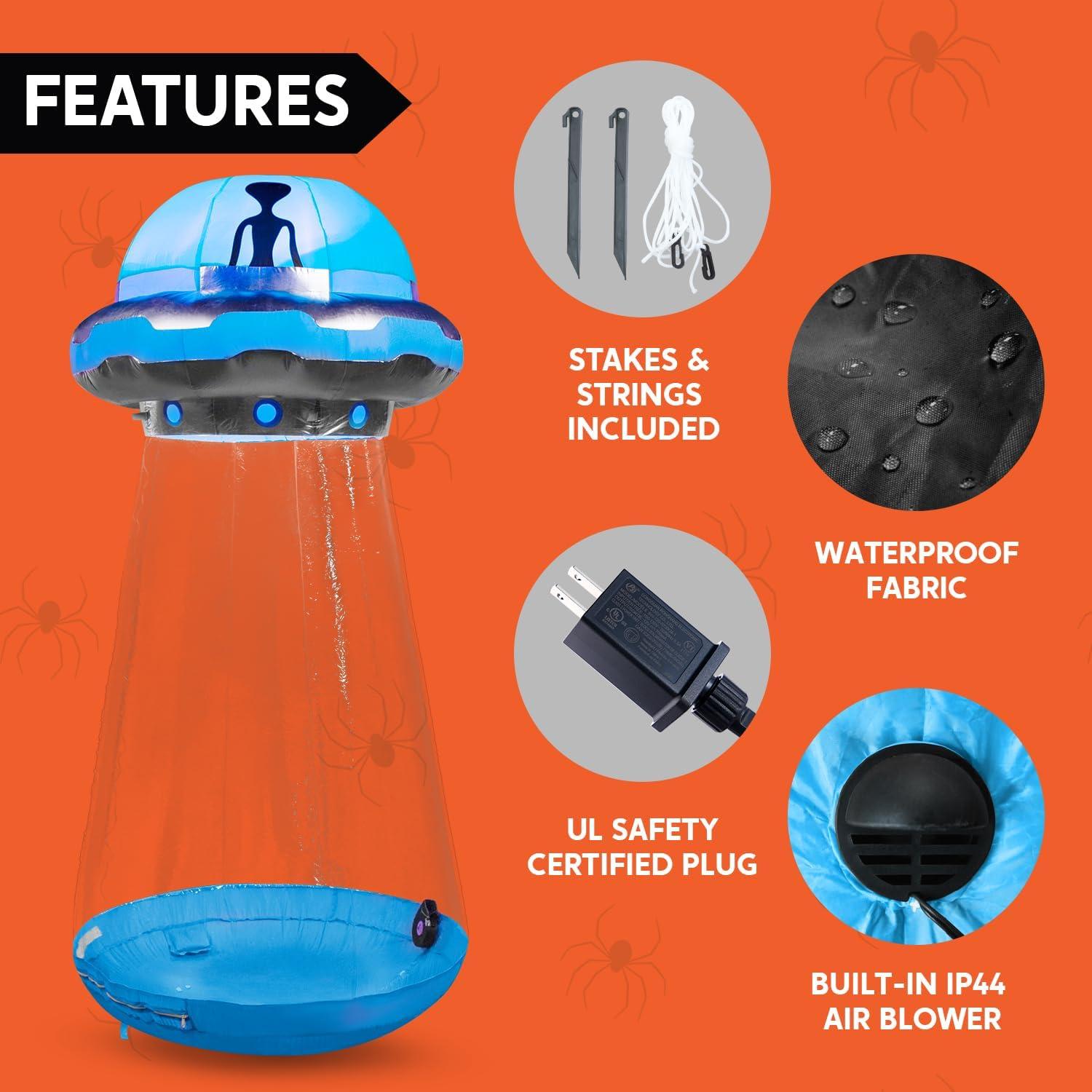 6-Foot Multicolor Lighted Halloween Inflatable UFO Decoration