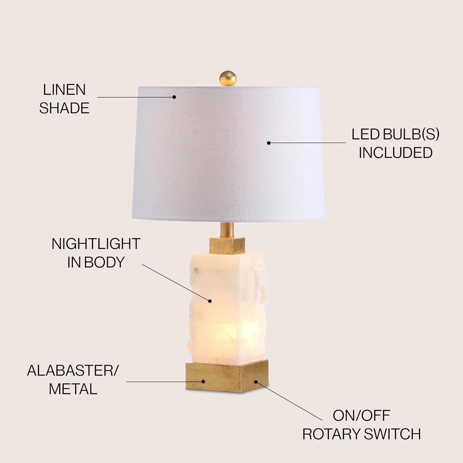 Eloise 23" White Alabaster and Gold Leaf LED Table Lamp