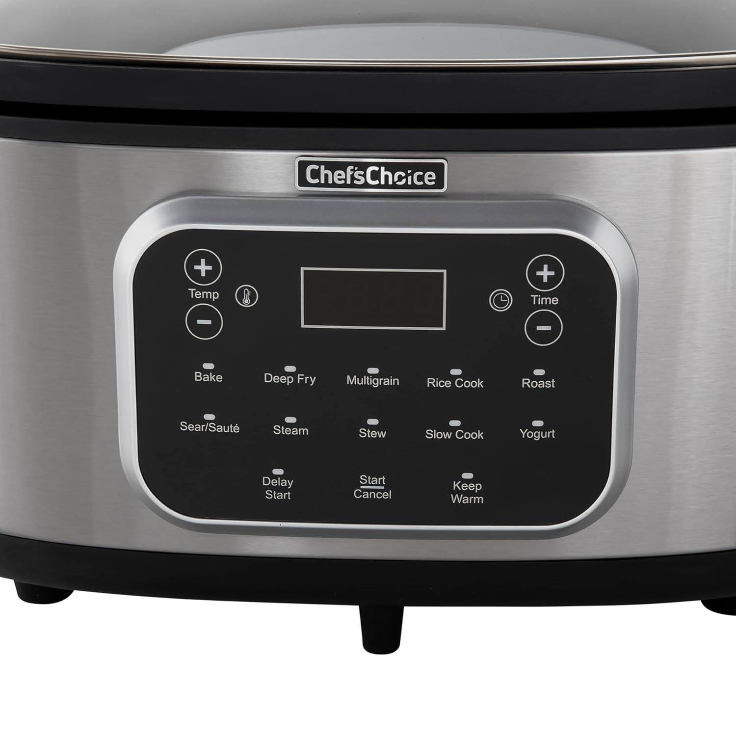 Chef'sChoice Multicooker, Large 6-Quart Capacity Multipurpose Non-Stick Vessel and Variable Temperature Control with Keep Warm and 12 Cooking Presets, 1300-Watts, Stainless Steel