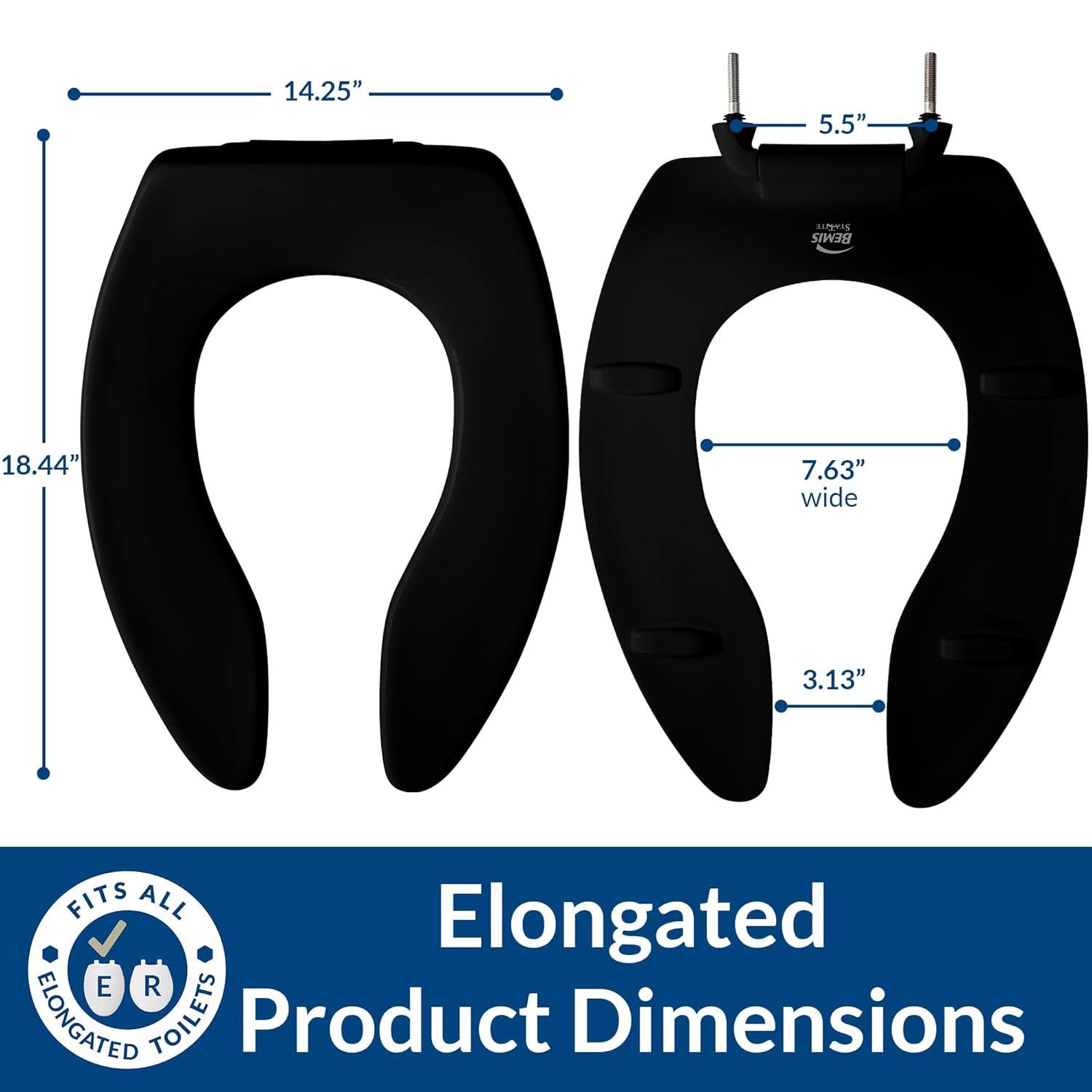 Bemis Manufacturing 1955CT-047 Toilet Seat Plastic Black - Elongated 20.25in. H x 14.75in. W x 2.25in. L