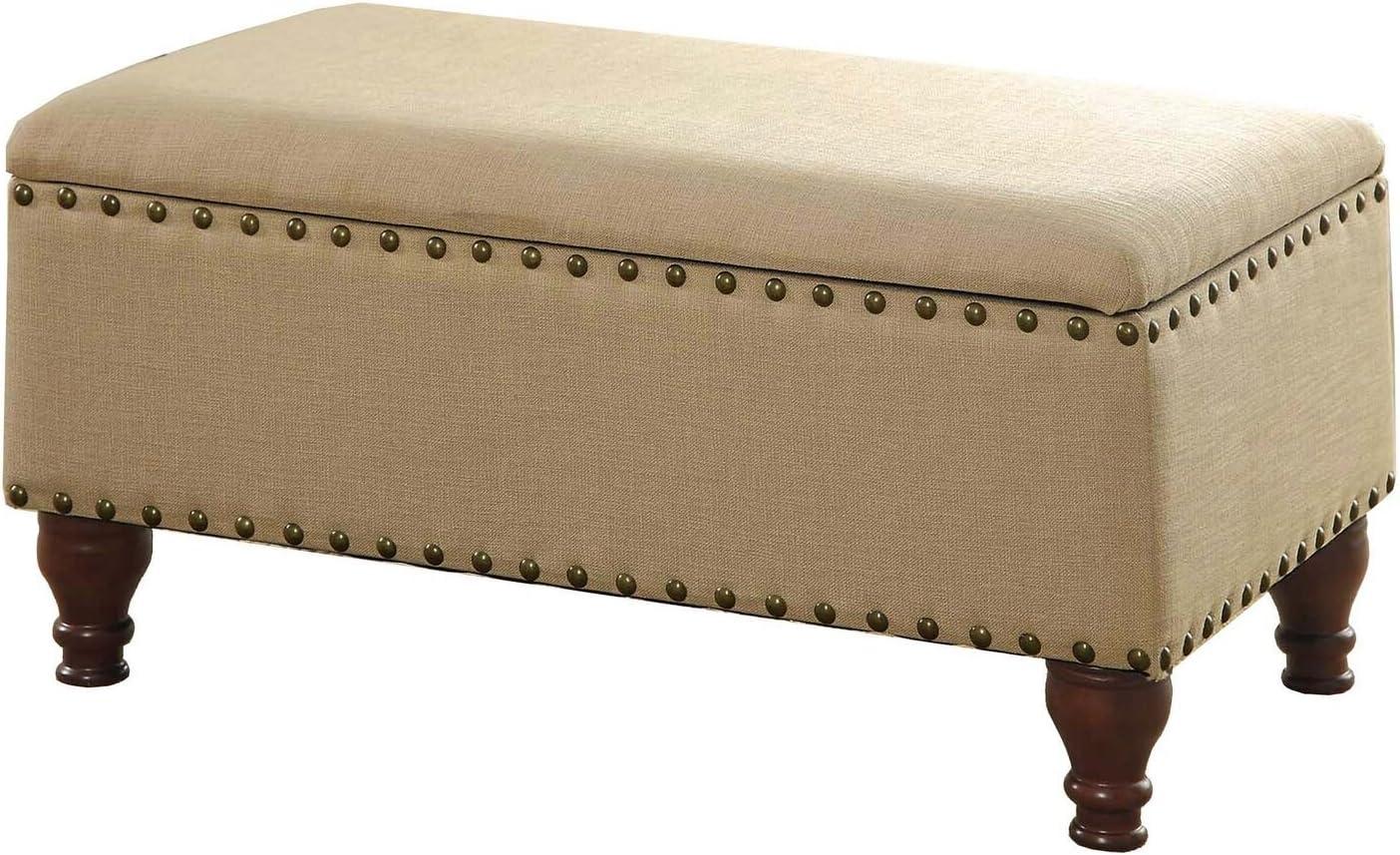 Large Rectangle Storage Bench with Nailhead Trim - HomePop