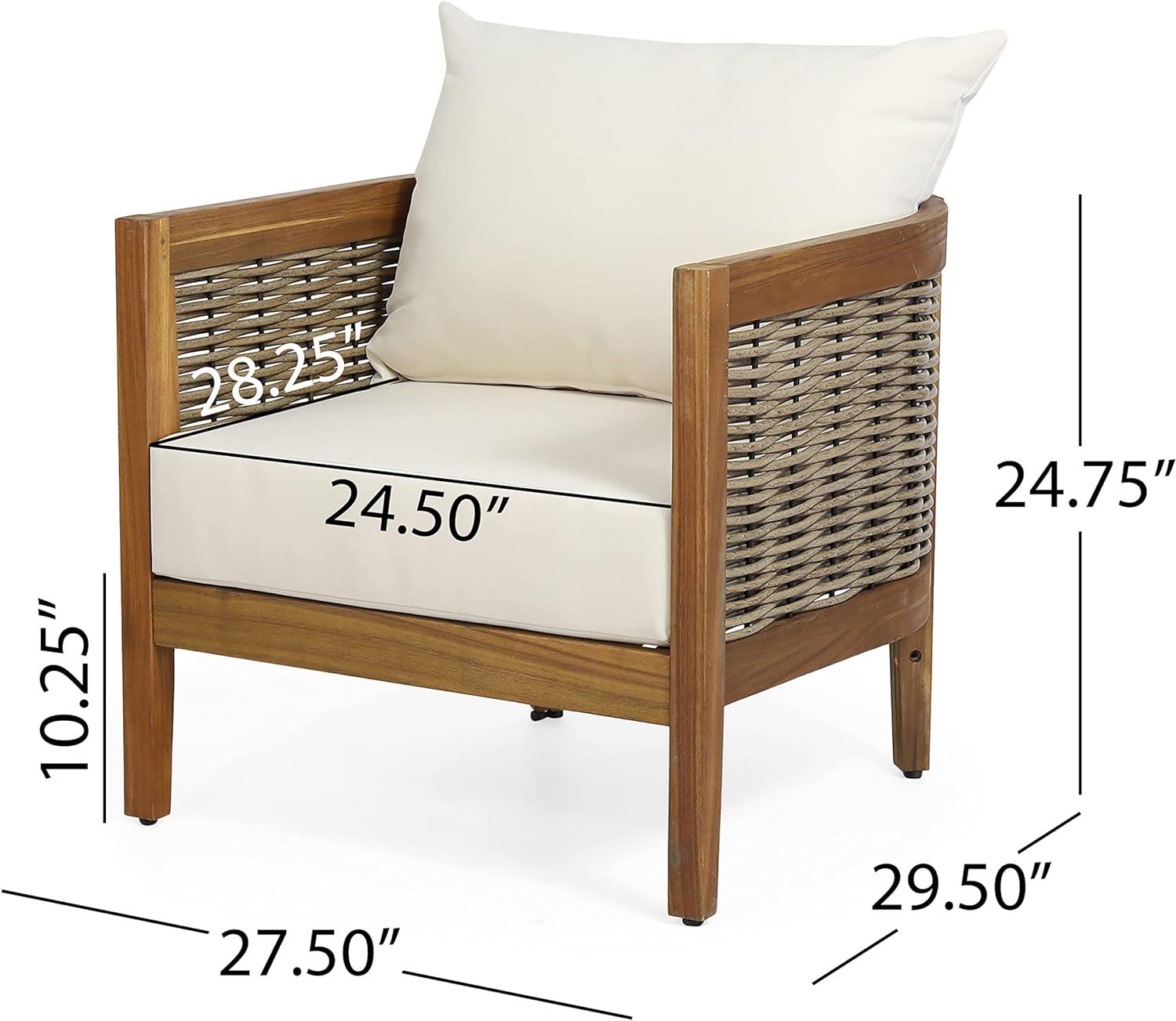 Burchett 2pk Outdoor Acacia Wood Club Chairs with Cushions: Weather-Resistant, UV-Resistant - Christopher Knight Home