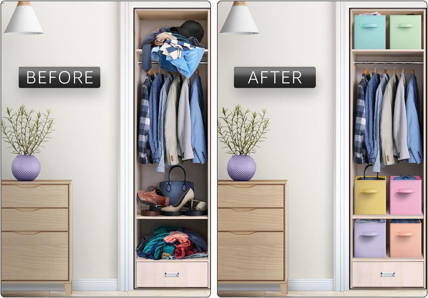 Sorbus Fabric Storage Bins 11" Foldable Cubes Multicolored With Handles For Pantry, Cubbies, Toy And Closet Organization- 8Pk