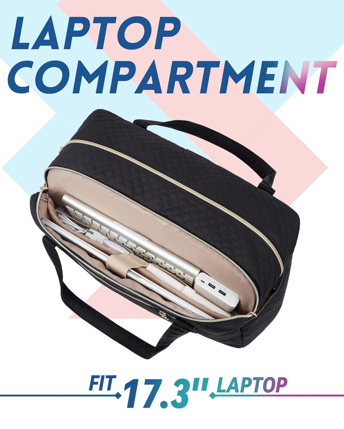 Travel Duffle Bag, BAGSMART 3 Pcs Set Weekender Overnight Bag for Women with Makeup Bag & Clear Toiletry Bag, Carry On Bag with Shoe Compartment for Travel, Business Trips(Black)