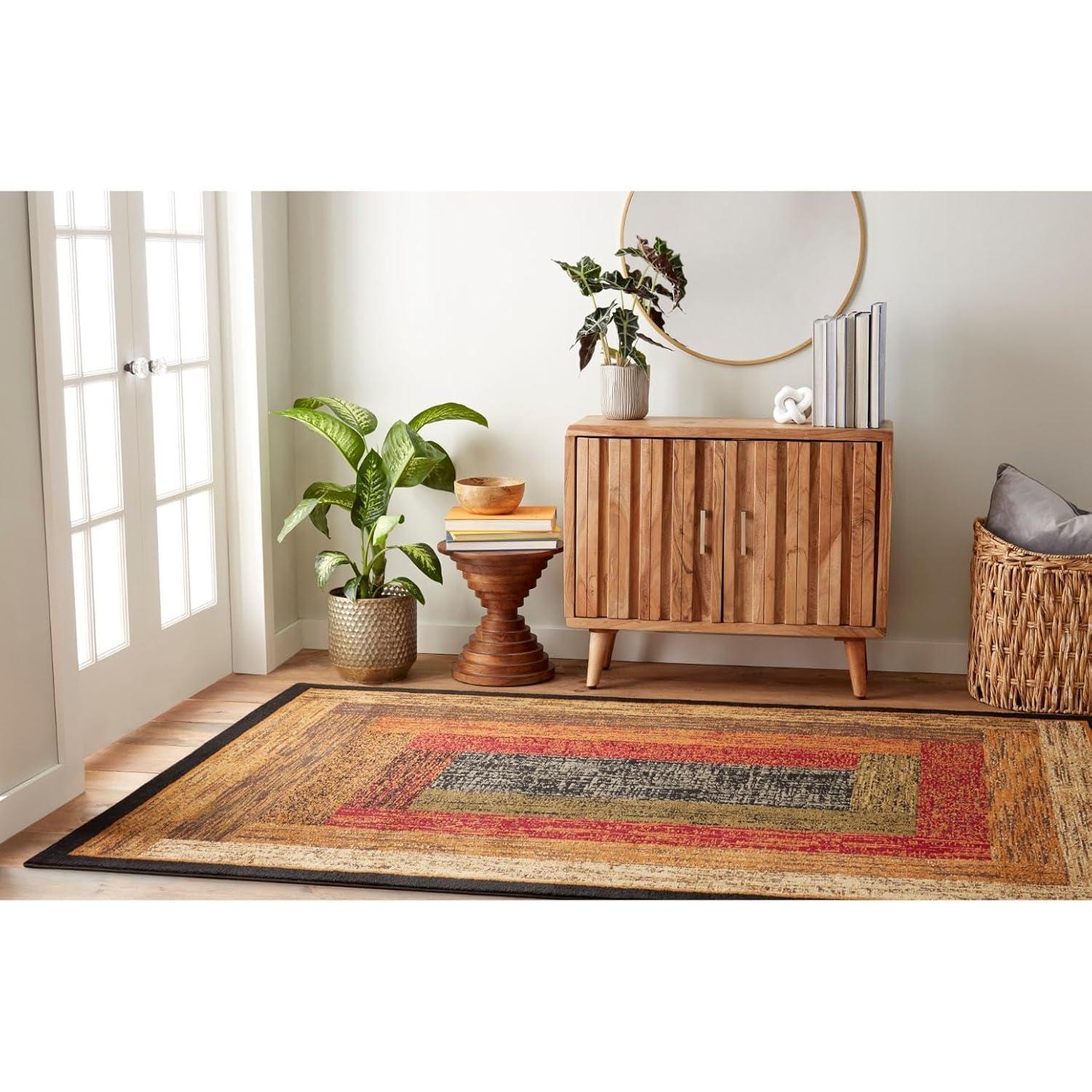 Home Dynamix Royalty Vega Contemporary Geometric Area Rug, Black/Brown, 5'2"x7'2"