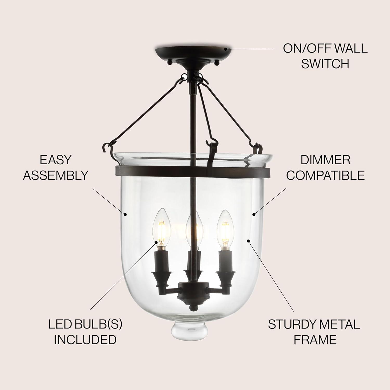 JONATHAN Y Charlotte Metal/Glass LED Semi-Flush Mount